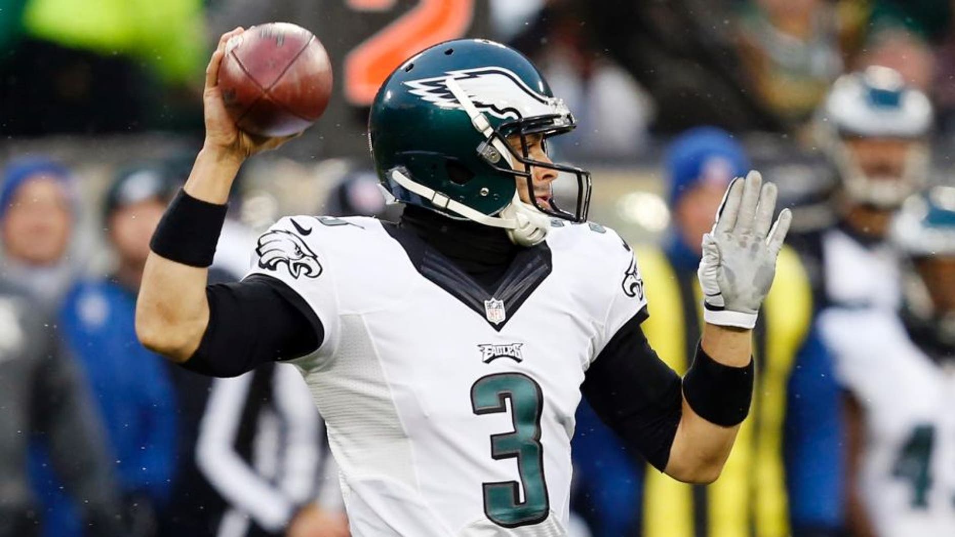 Philadelphia Eagles quarterback Mark Sanchez drops back during the first half against the Green Bay Packers.