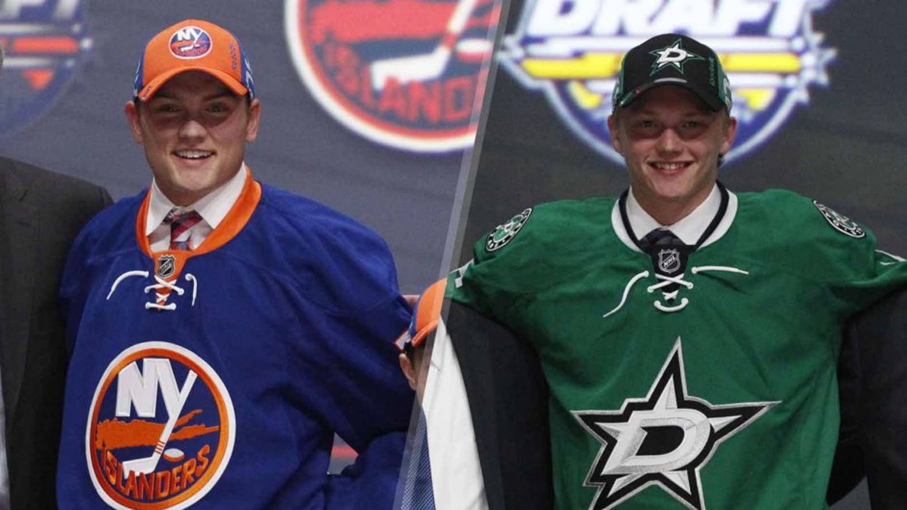 Edina's Kieffer Bellows (left) and Ham Lake's Riley Tufte were selected in the first round of the NHL Draft.