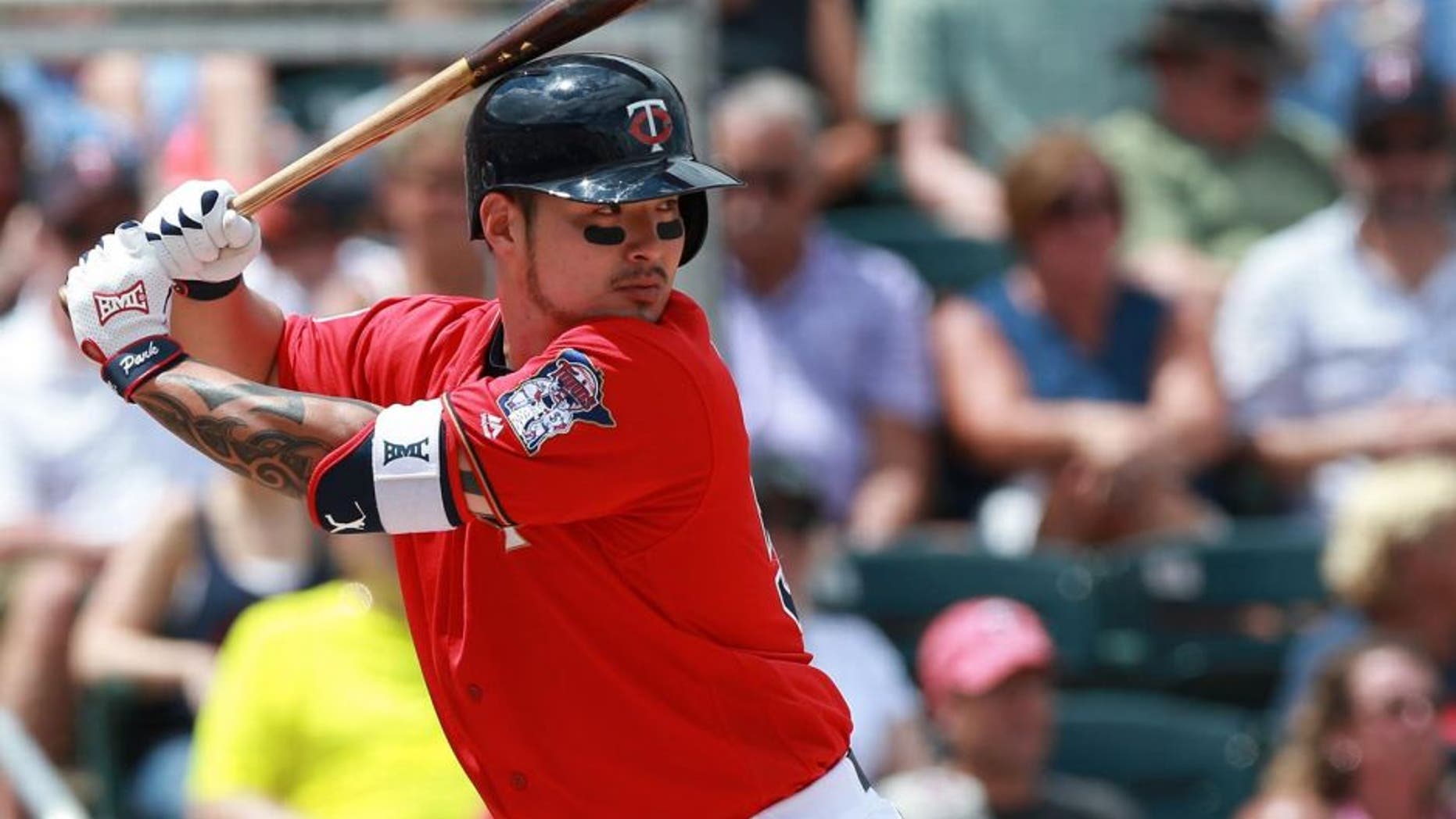 Mar 30, 2016; Fort Myers, FL, USA; Minnesota Twins first baseman Byung Ho Park (52) at bat against the Toronto Blue Jays at CenturyLink Sports Complex. Mandatory Credit: Kim Klement-USA TODAY Sports