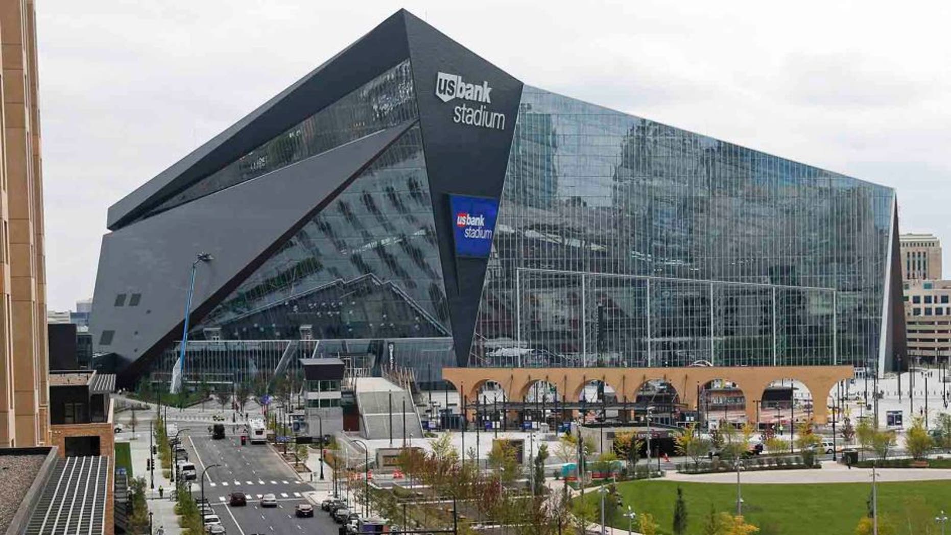 In this photo taken Thursday, Sept. 15, 2016, US Bank Stadium, the new home of the NFL Minnesota Vikings football team, is shown in Minneapolis