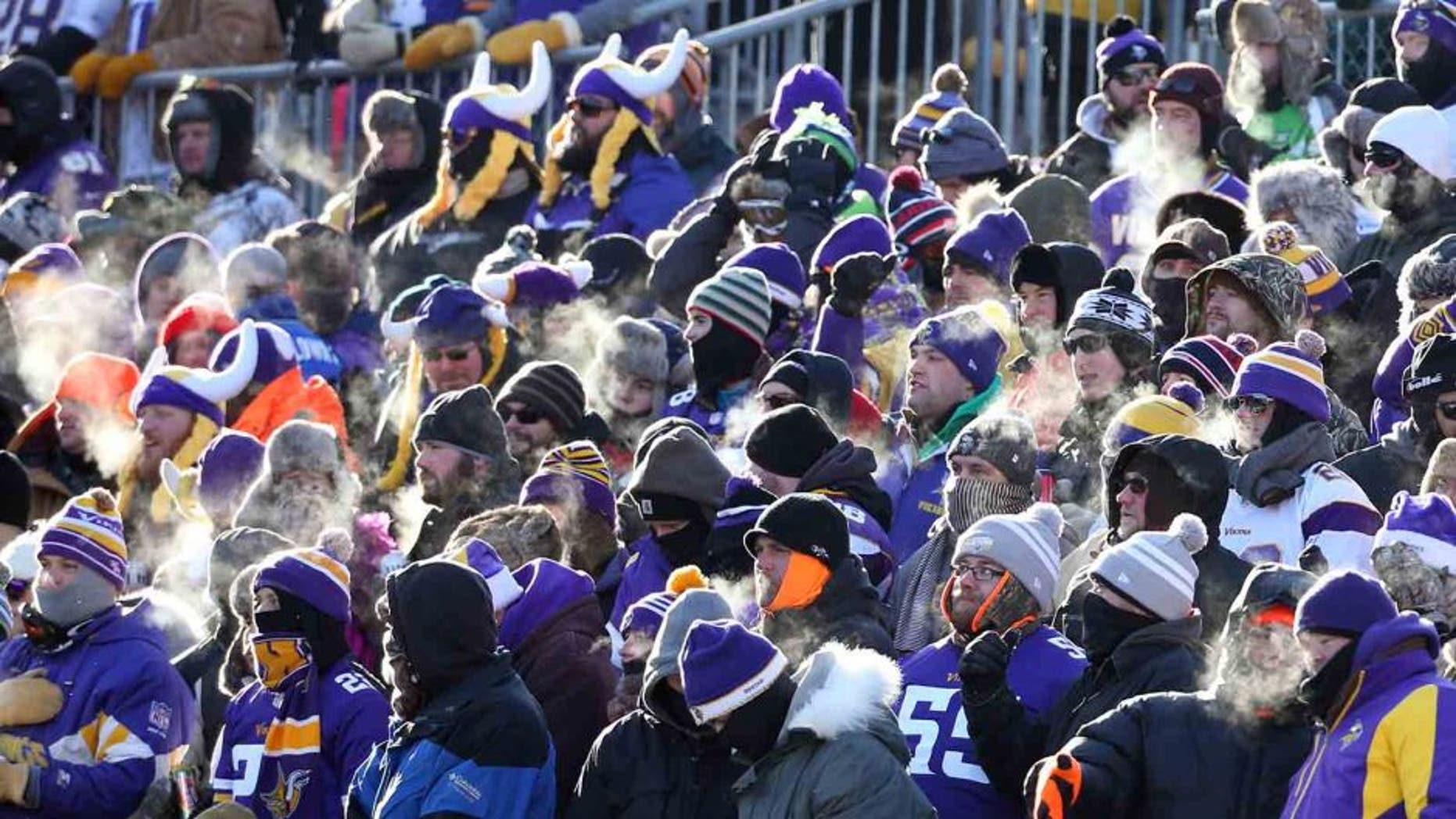 Jan 10, 2016; Minneapolis, MN, USA; Steam from the breath of fans is seen in the stands in the second half of a NFC Wild Card playoff football game between the Minnesota Vikings and the Seattle Seahawks at TCF Bank Stadium. Mandatory Credit: Brace Hemmelgarn-USA TODAY Sports
