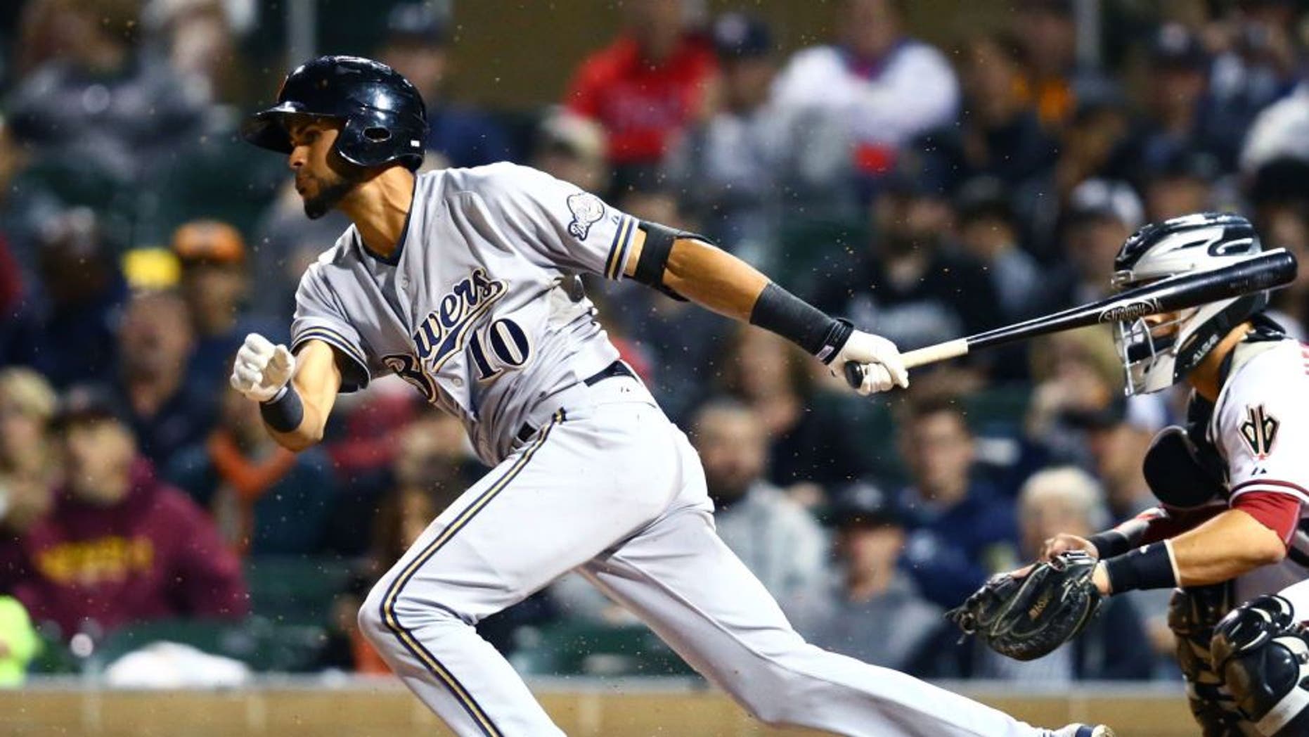 Milwaukee Brewers infielder Yadiel Rivera during the Arizona Fall League Fall Stars game at Salt River Fields.