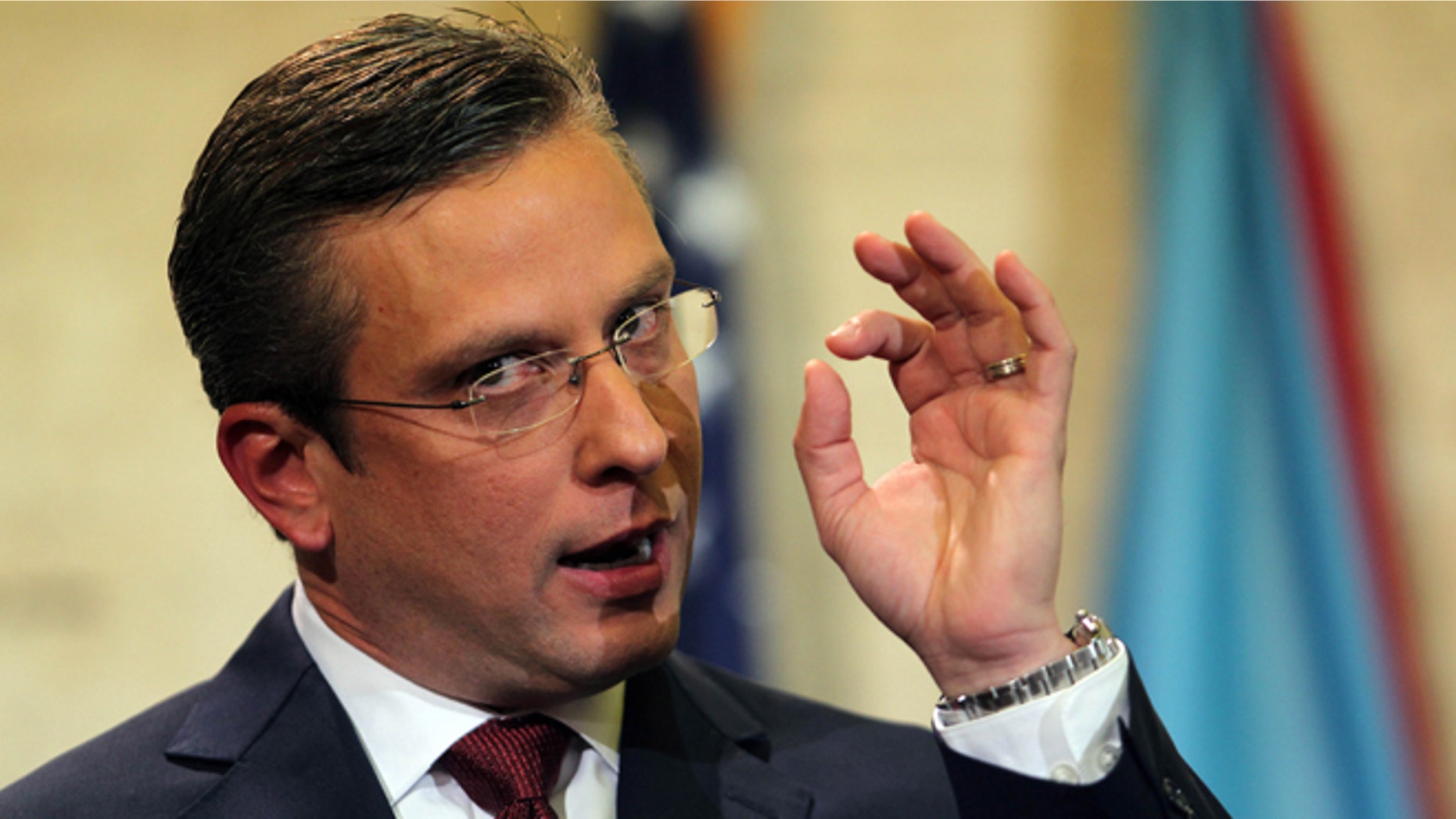 Puerto Rico Gov. Alejandro Garcia Padilla delivers his budget address on April 30, 2015.