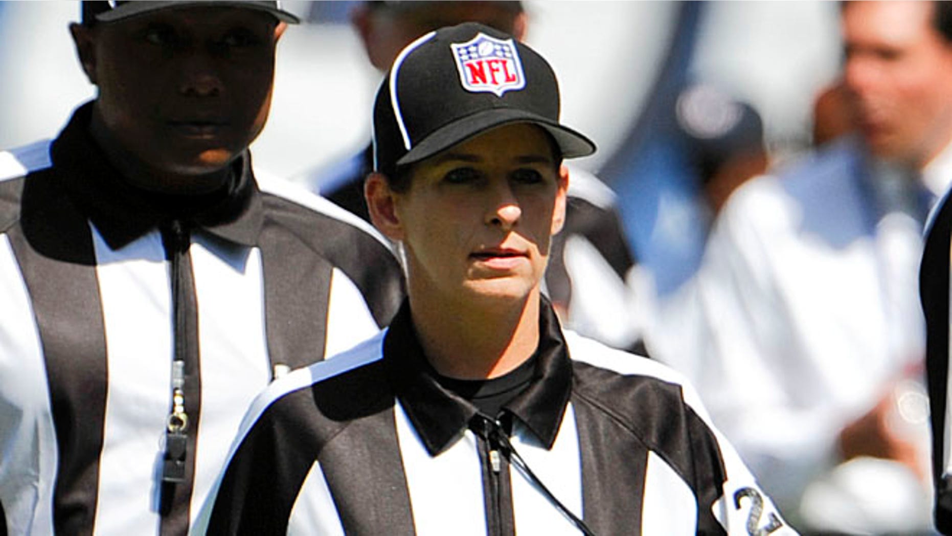 Aug. 9, 2012: Line Judge Shannon Eastin takes the field prior to an NFL preseason football game between the San Diego Chargers and the Green Bay Packers in San Diego.