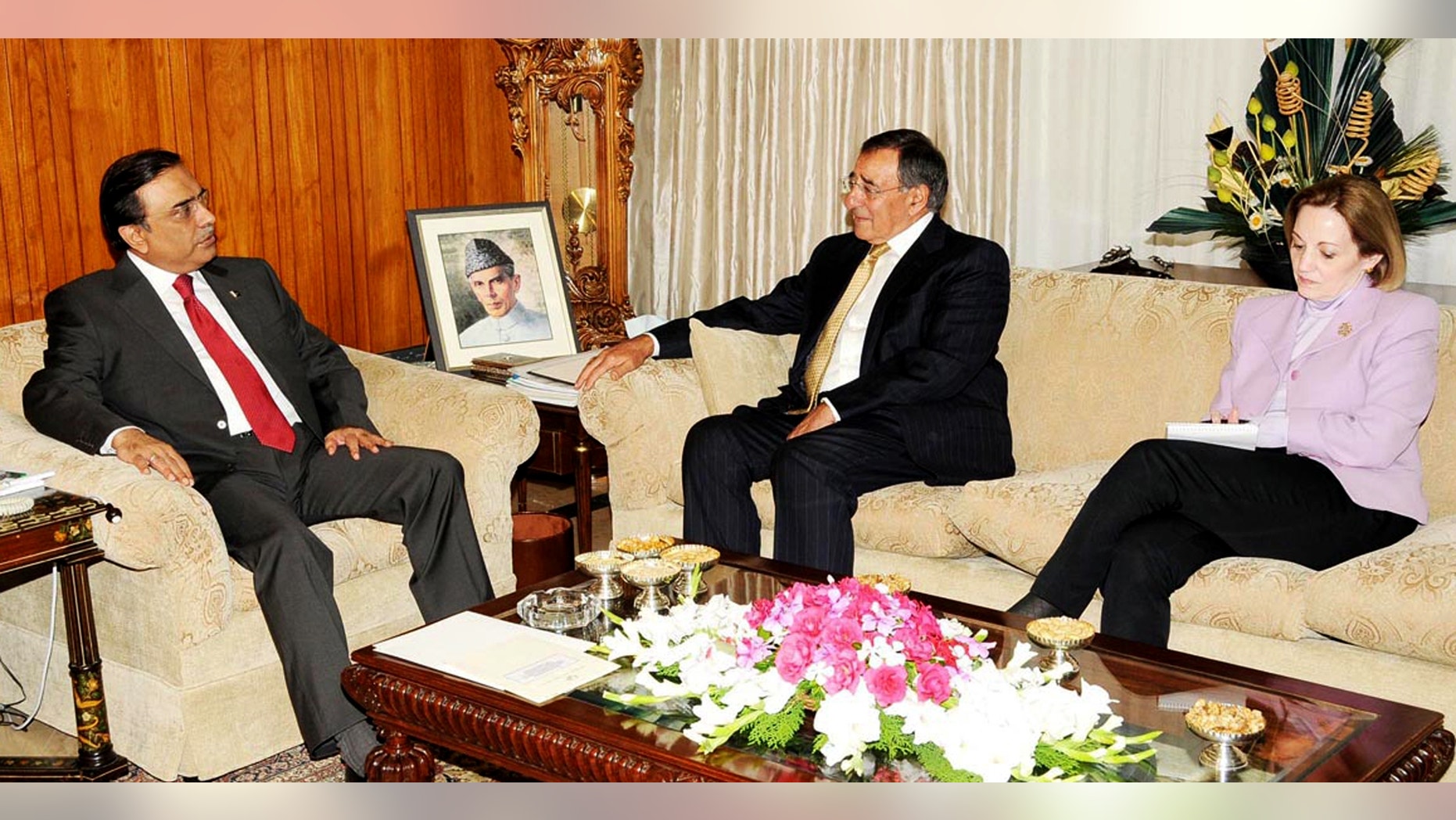 Spet. 30, 2012: Pakistan's President Asif Ali Zardari, left, meets Director of the US Central Intelligence Agency Leon Panetta in Islamabad, Pakistan.