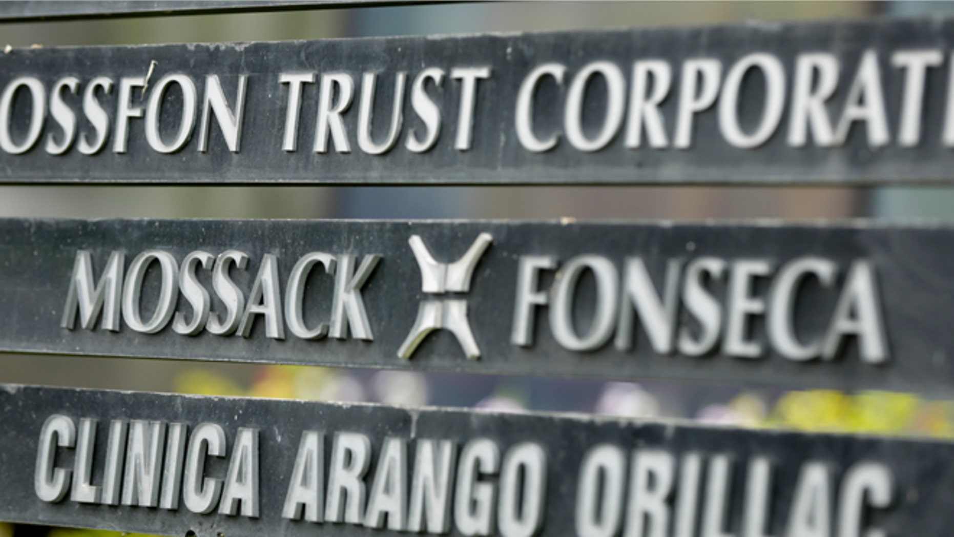 A marquee of the Arango Orillac Building lists the Mossack Fonseca law firm, in Panama City, Monday, April 4, 2016.