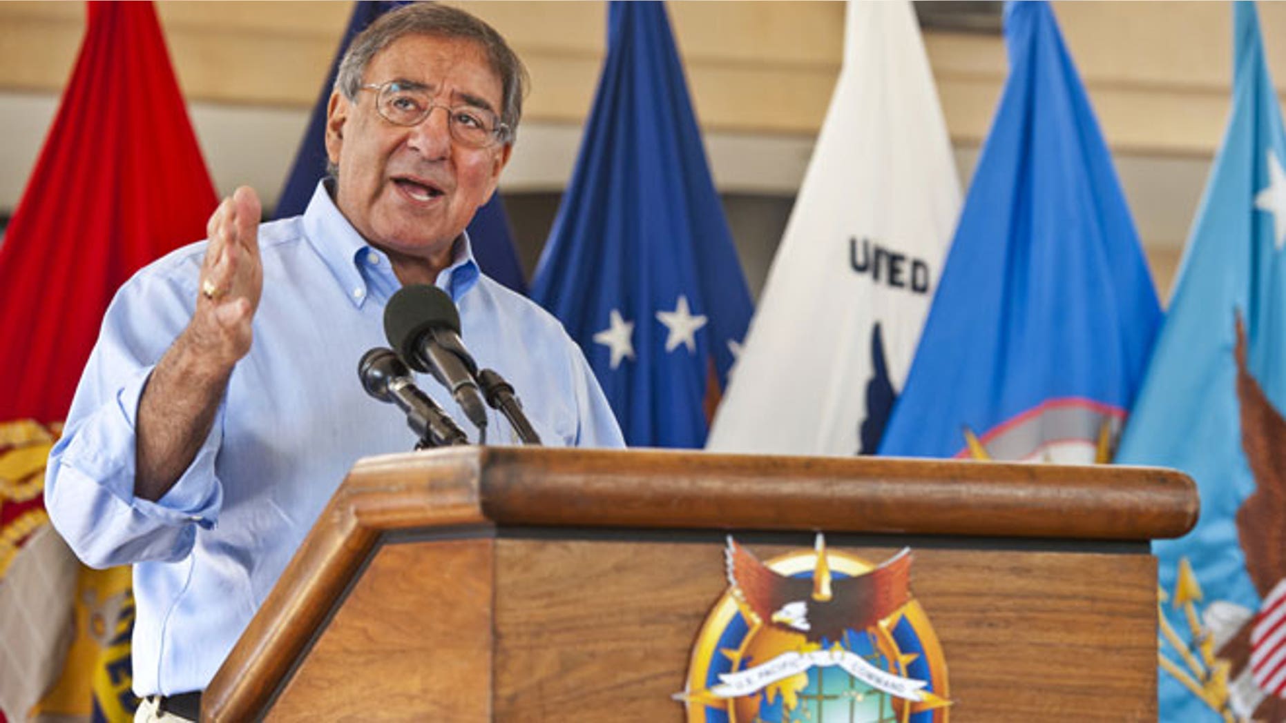 May 31, 2012: Secretary of Defense Leon E. Panetta speaks to service members and civilian employees of at Camp Smith, Hawaii.