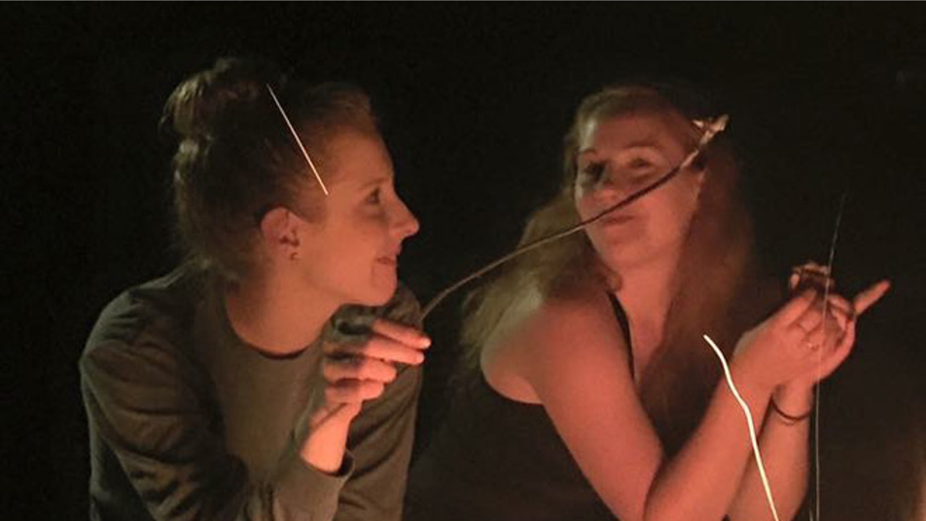 Friends Alison Parker (left) and Katy Summerlin on vacation near Ashville, N.C., in late-August 2015, days before Parker was murdered.
