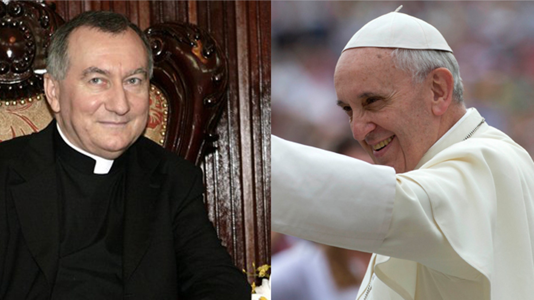 Vatican's Secretary of State Pietro Parolin (left) and Pope Francis (right).