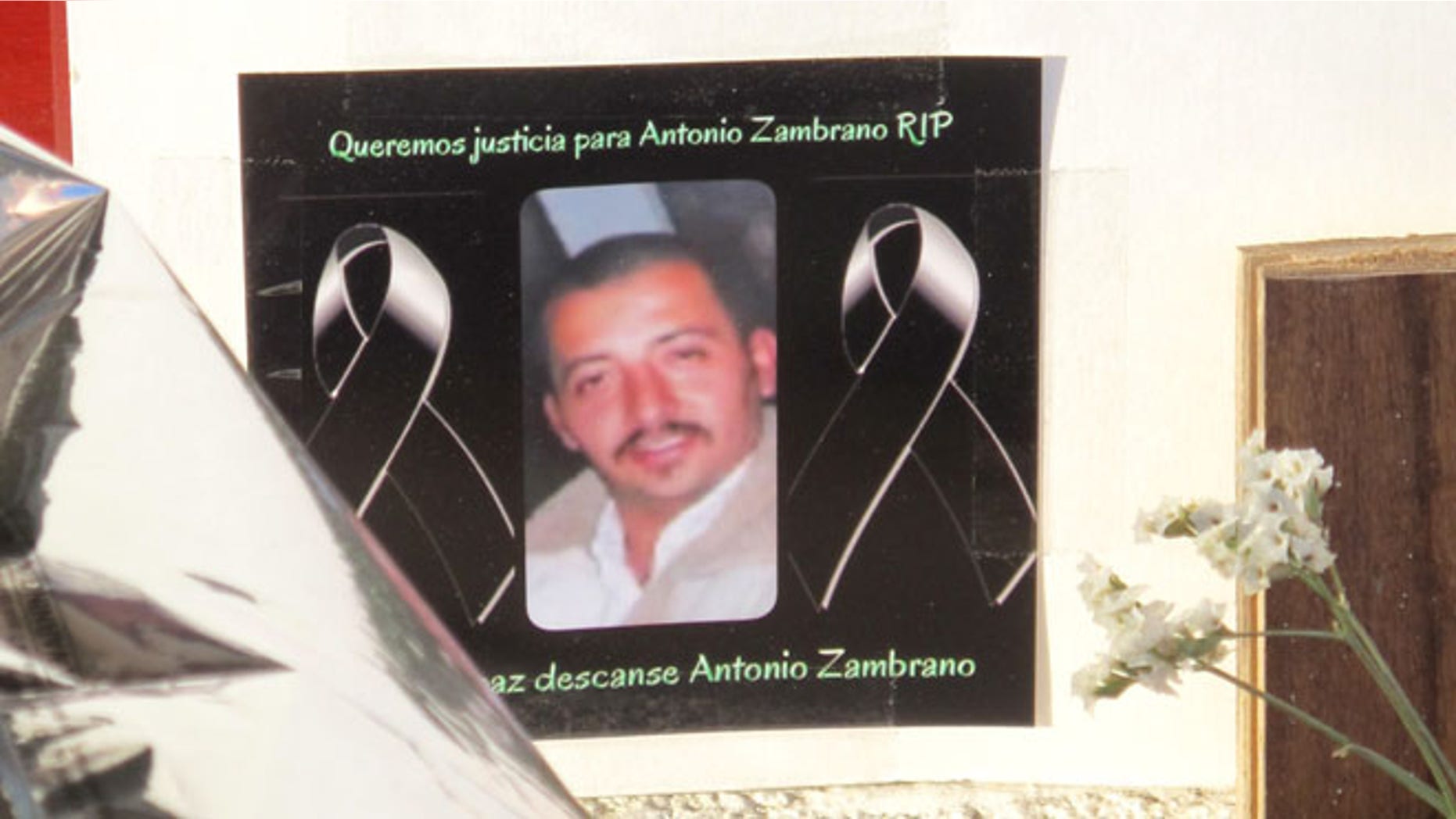 A photo of Antonio Zambrano-Montes displayed at a memorial in Pasco, Wash. on Feb. 19, 2015.