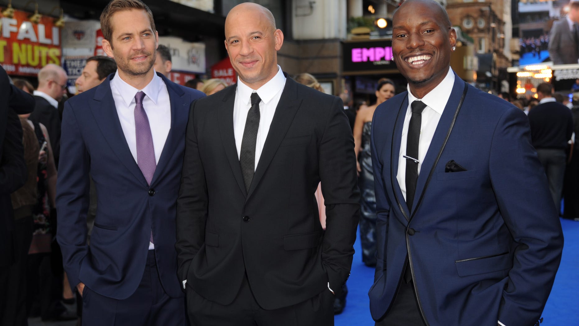 LONDON, ENGLAND - MAY 07: Actors Paul Walker, Vin Diesel and Tyrese Gibson attend the "Fast & Furious 6" World Premiere at The Empire, Leicester Square on May 7, 2013 in London, England. (Photo by Stuart C. Wilson/Getty Images for Universal Pictures)