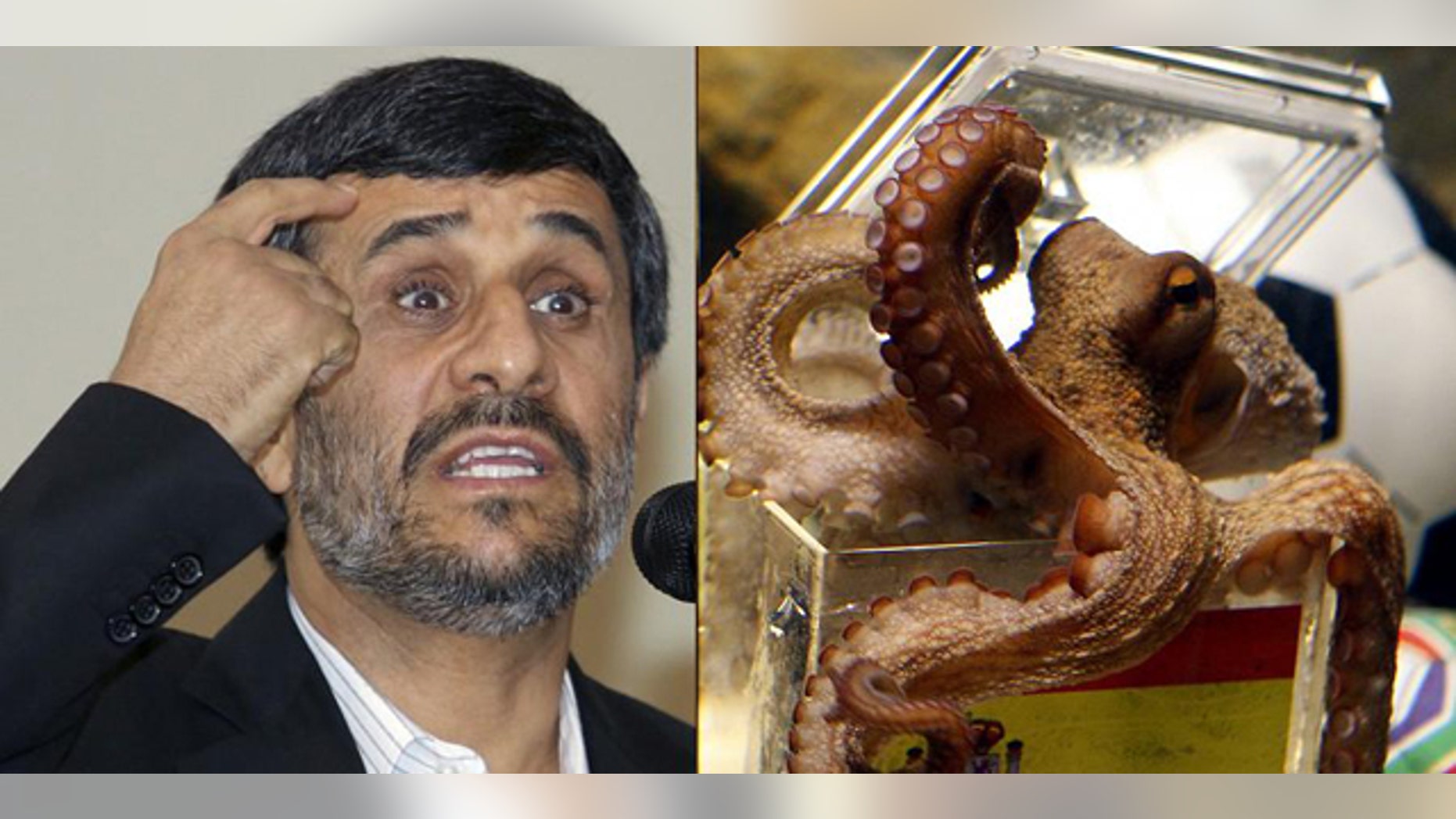 Outspoken Iranian president accused Paul the Octopus in speech of spreading western propaganda.