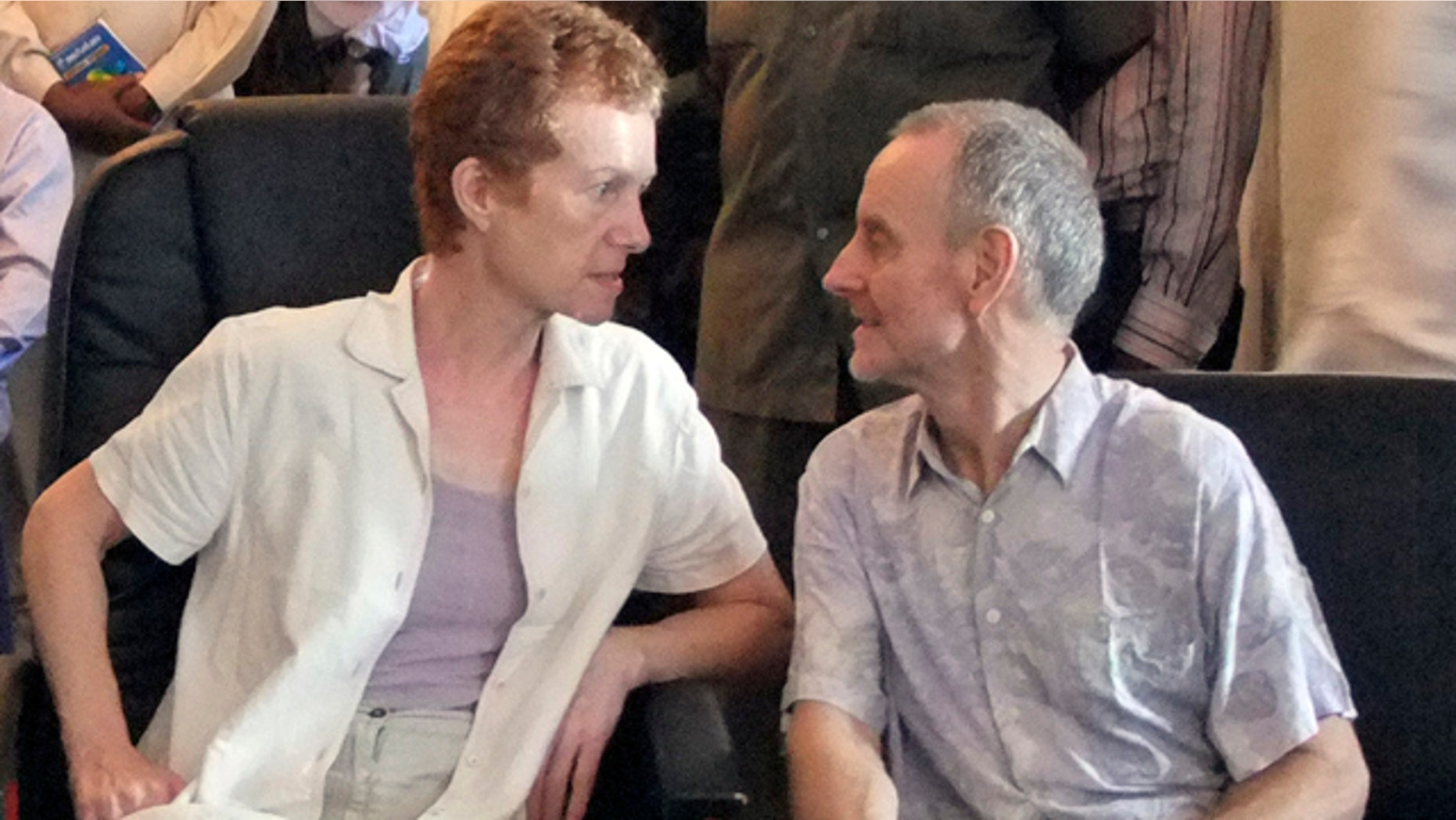Nov. 14: British couple Paul and Rachel Chandler speak to each other during a news conference in Mogadishu, Somalia, after they were released by Somali pirates.