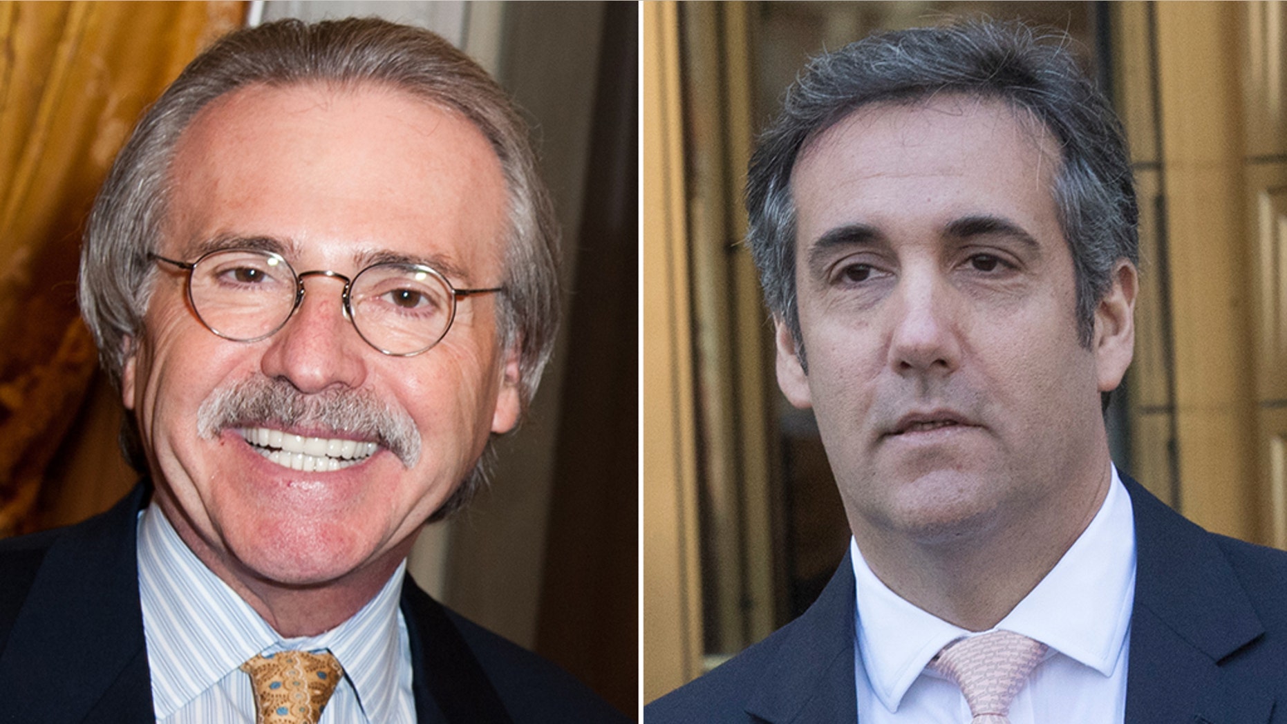 David Pecker, chairman and chief executive of National Enquirer publisher American Media (left) and Michael Cohen (right), former personal attorney for President Trump.