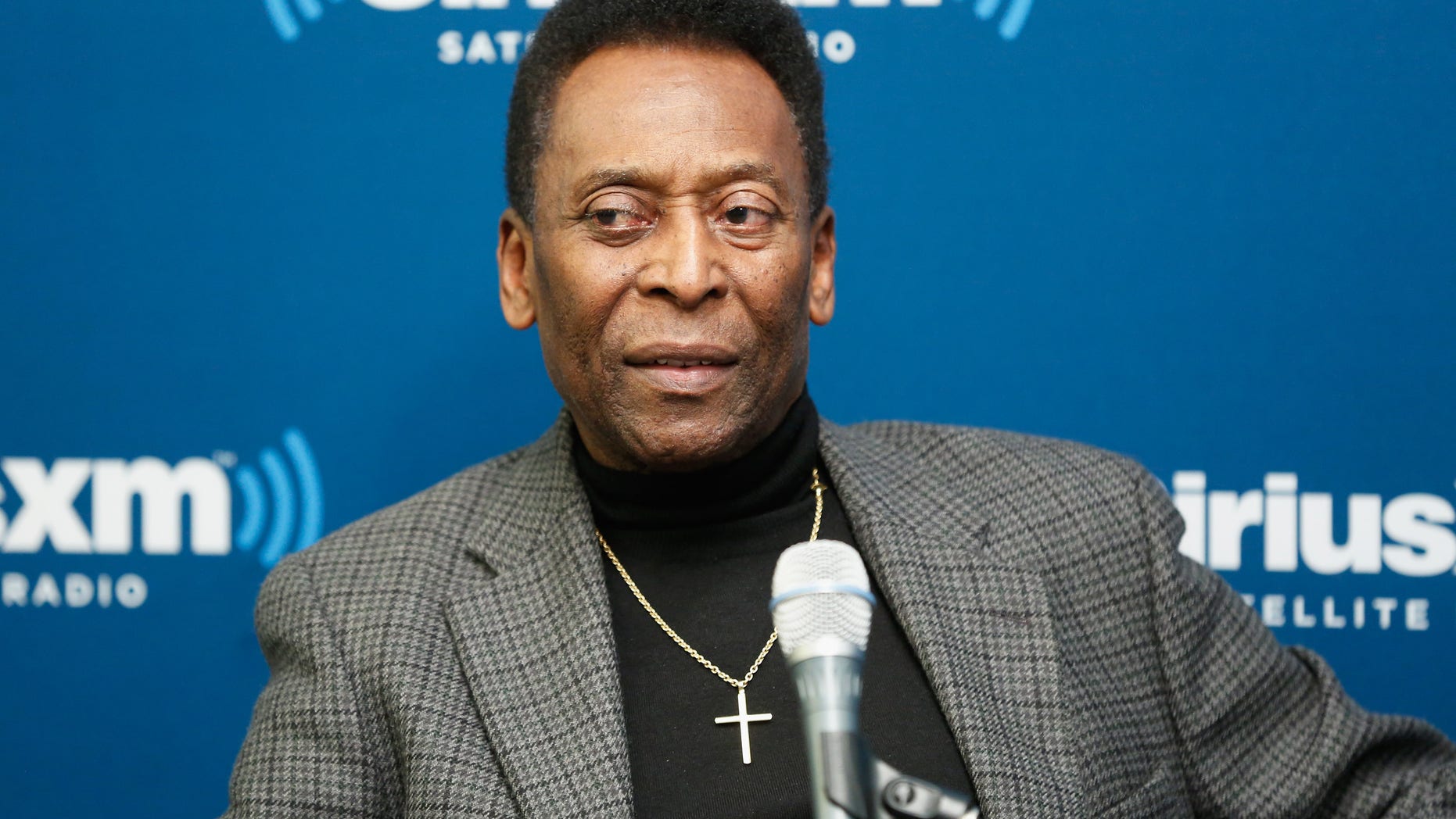 NEW YORK, NY - APRIL 02: Soccer legend Pele takes part in a SiriusXM 'Town Hall' special with host Seamus Malin on SiriusXM's FC channel at the SiriusXM Studio on April 2, 2014 in New York City. (Photo by Cindy Ord/Getty Images for SiriusXM)