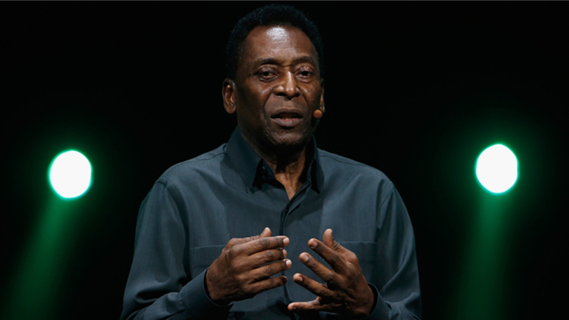 LOS ANGELES, CA - JUNE 15: Retired Brazilian professional footballer, Pele speaks during the Electronic Arts E3 press conference at the LA Sports Arena on June 15, 2015 in Los Angeles, California. The EA press conference is held in conjunction with the annual Electronic Entertainment Expo (E3) which focuses on gaming systems and interactive entertainment, featuring introductions to new products and technologies. (Photo by Christian Petersen/Getty Images)