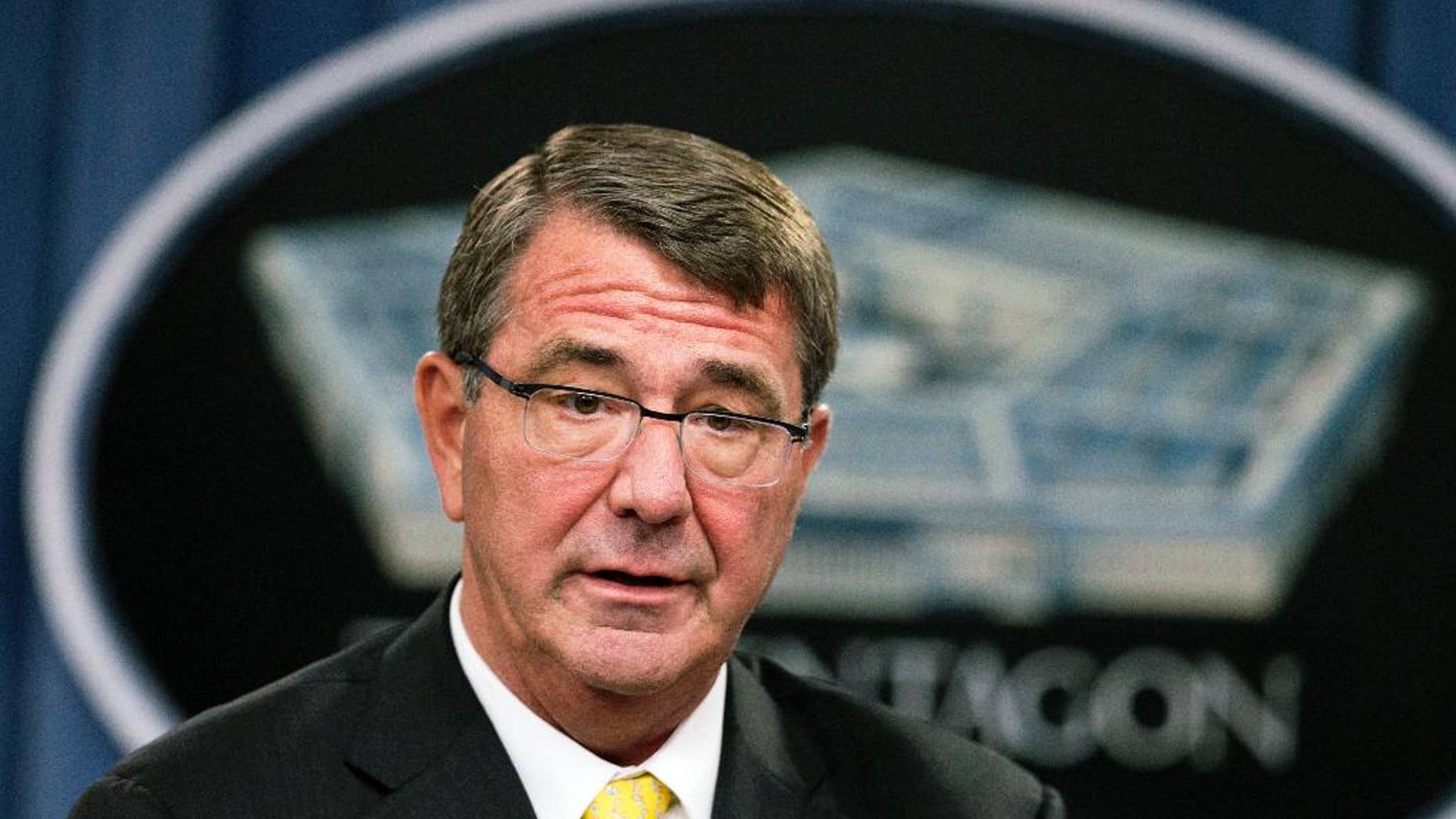 FILE - In this Aug. 20, 2015, file photo, Defense Secretary Ash Carter speaks during a news conference at the Pentagon. Carter has reminded the Pentagon's senior intelligence corps that they are expected to give him their unvarnished views, amid allegations that the military command overseeing the war against the Islamic State distorted or altered intelligence assessments to exaggerate progress against the military group, officials said Sept. 10. (AP Photo/Manuel Balce Ceneta, File)