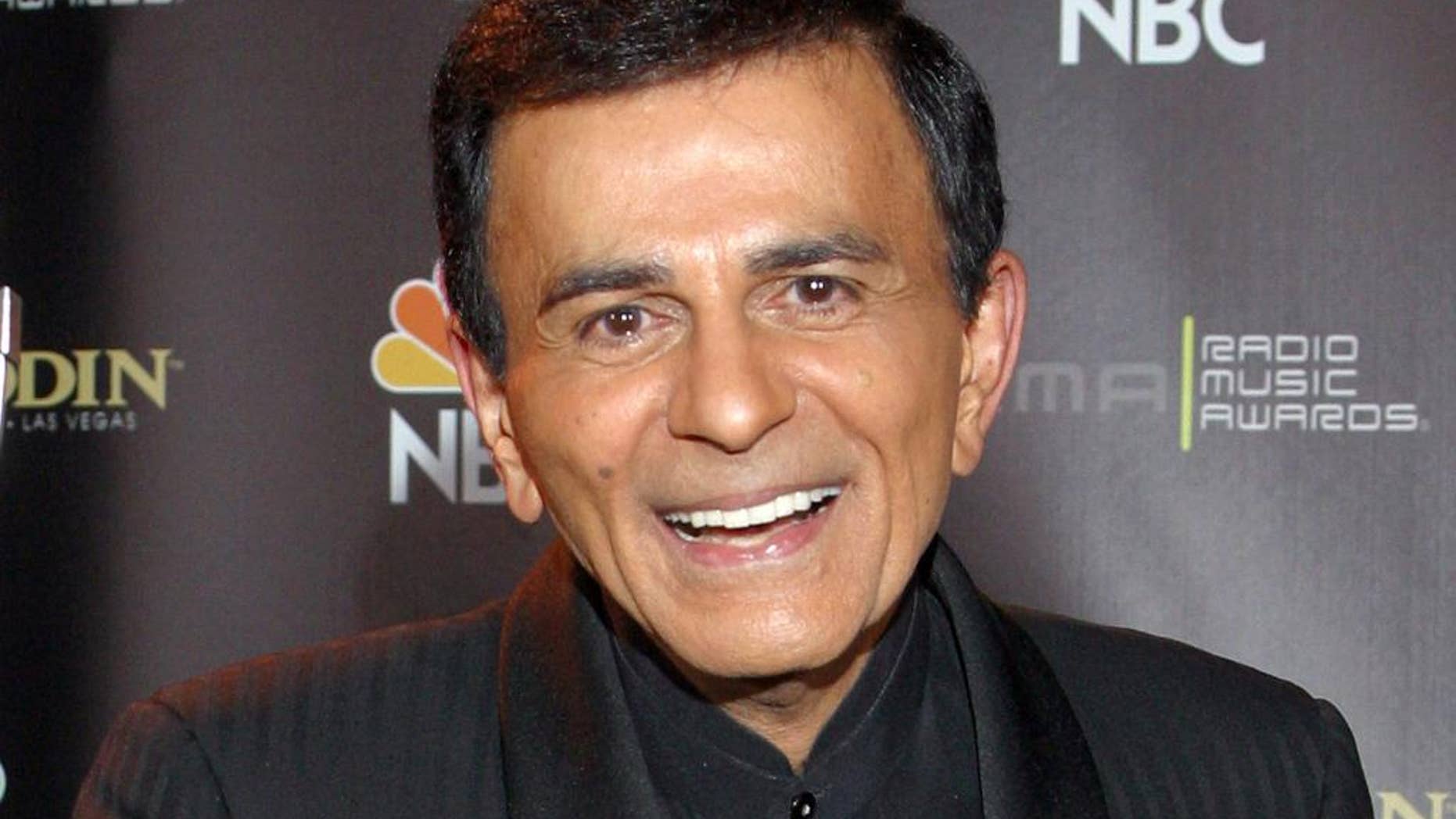 FILE - In this Oct. 27, 2003 file photo, Casey Kasem poses for photographers after receiving the Radio Icon award during The 2003 Radio Music Awards at the Aladdin Resort and Casino in Las Vegas. A Los Angeles judge appointed one of Kasem's daughters as his temporary conservator on Monday May 12, 2014, after expressing concerns about the ailing radio personality's well being because he has been moved to a medical facility outside the United States. A lawyer for Kasem's wife said he doesn't know where he is. (AP Photo/Eric Jamison, File)