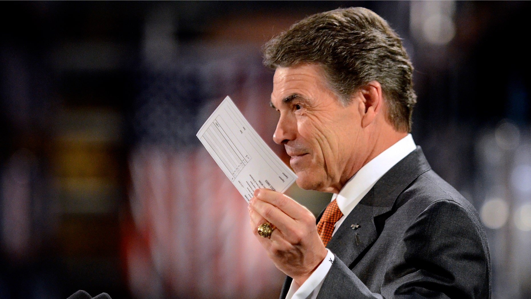Republican Presidential candidate, Texas Gov. Rick Perry speaks at the ISO Poly Films plant, Tuesday, Oct. 25, 2011, in Gray Court, S.C. (AP Photo/ Richard Shiro)