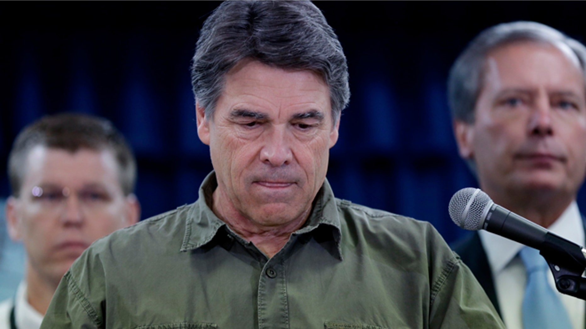 FILE: April 18, 2013: Texas Gov. Rick Perry answers questions about the state's emergency response to the explosion and fires in West, Texas.