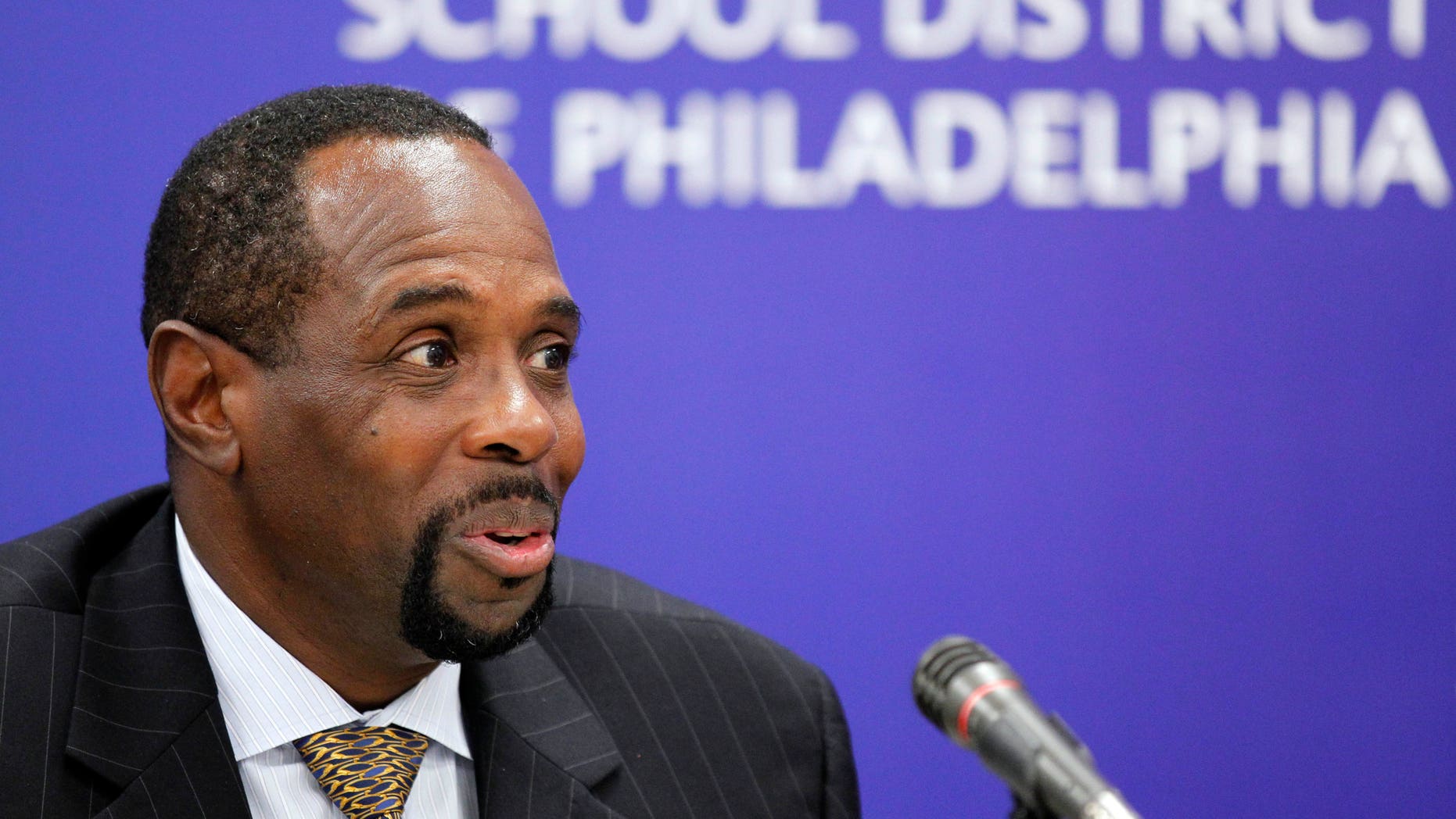 August 23: Philadelphia Interim Superintendent Leroy Nunery speaks during a media availability at the school district headquarters in Philadelphia. It took $905,000 in severance pay for former superintendent Arlene Ackerman to leave, but ethics and education experts say the true price could be much higher considering nearly half the money came from anonymous sources.