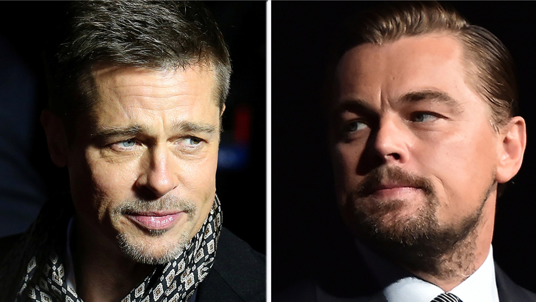 Brad Pitt (left) and Leonardo DiCaprio (right).