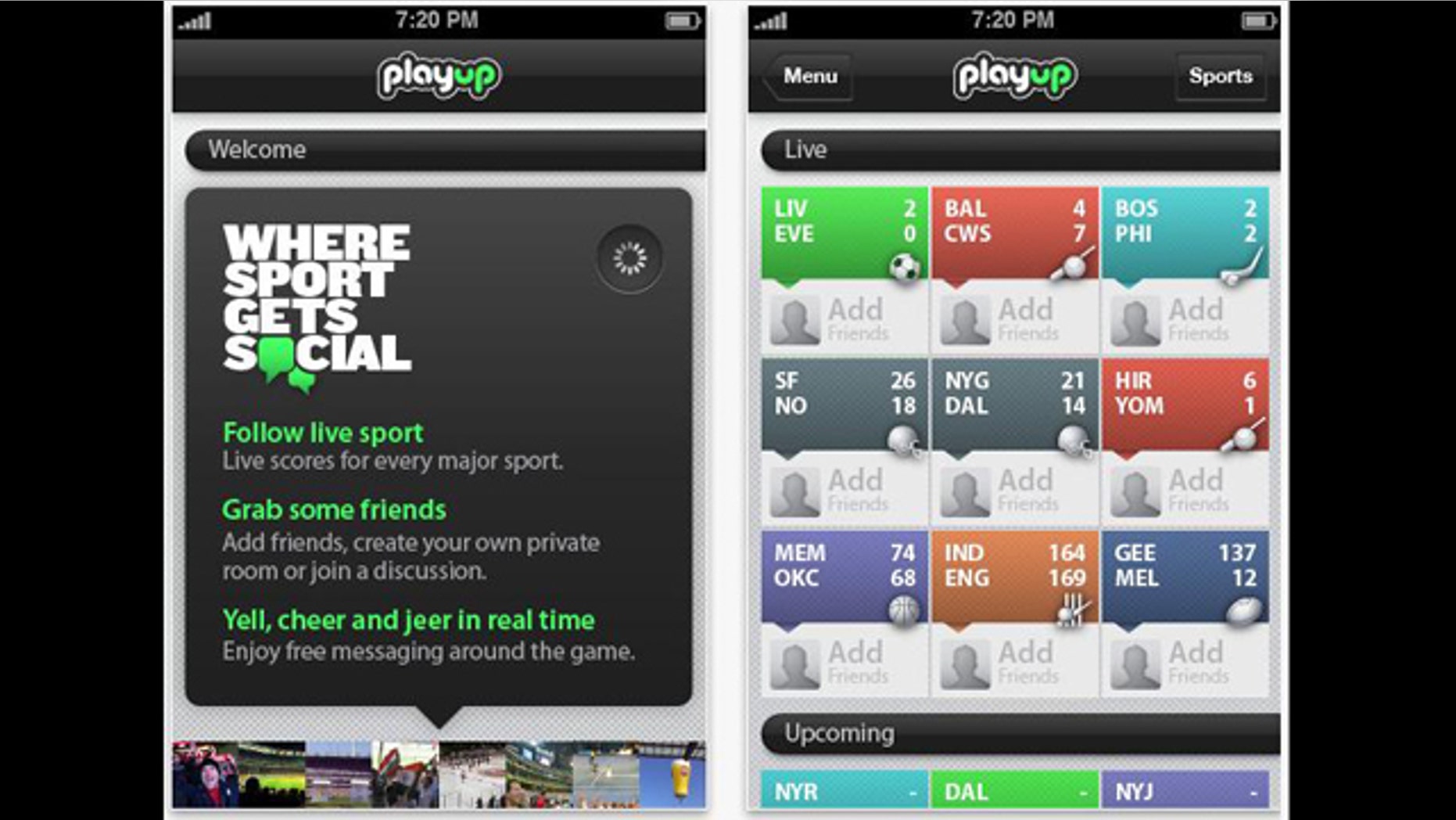 The PlayUp application lets you follow a live sporting event with your friends no matter where they are around the country.