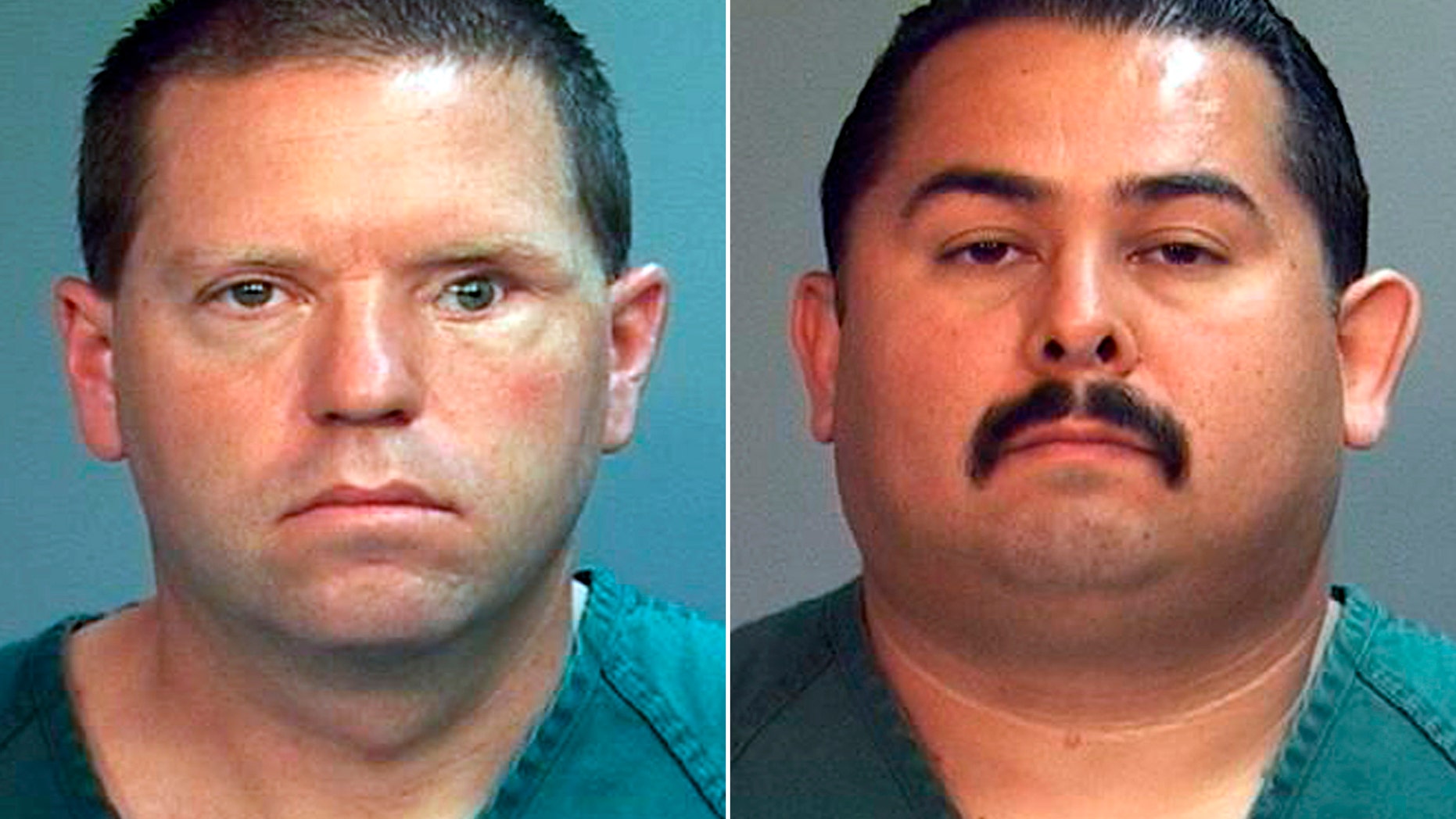 This combo made from file photos provided by the Orange County District Attorney's office shows Fullerton Police Officers Jay Cicinelli, left, and Manuel Ramos. A judge on May 7, 2012 will weigh whether theres enough evidence to try the two officers, who are charged with one count each of second-degree murder and involuntary manslaughter in the death of 37-year-old Kelly Thomas after a violent confrontation with officers on July 5.