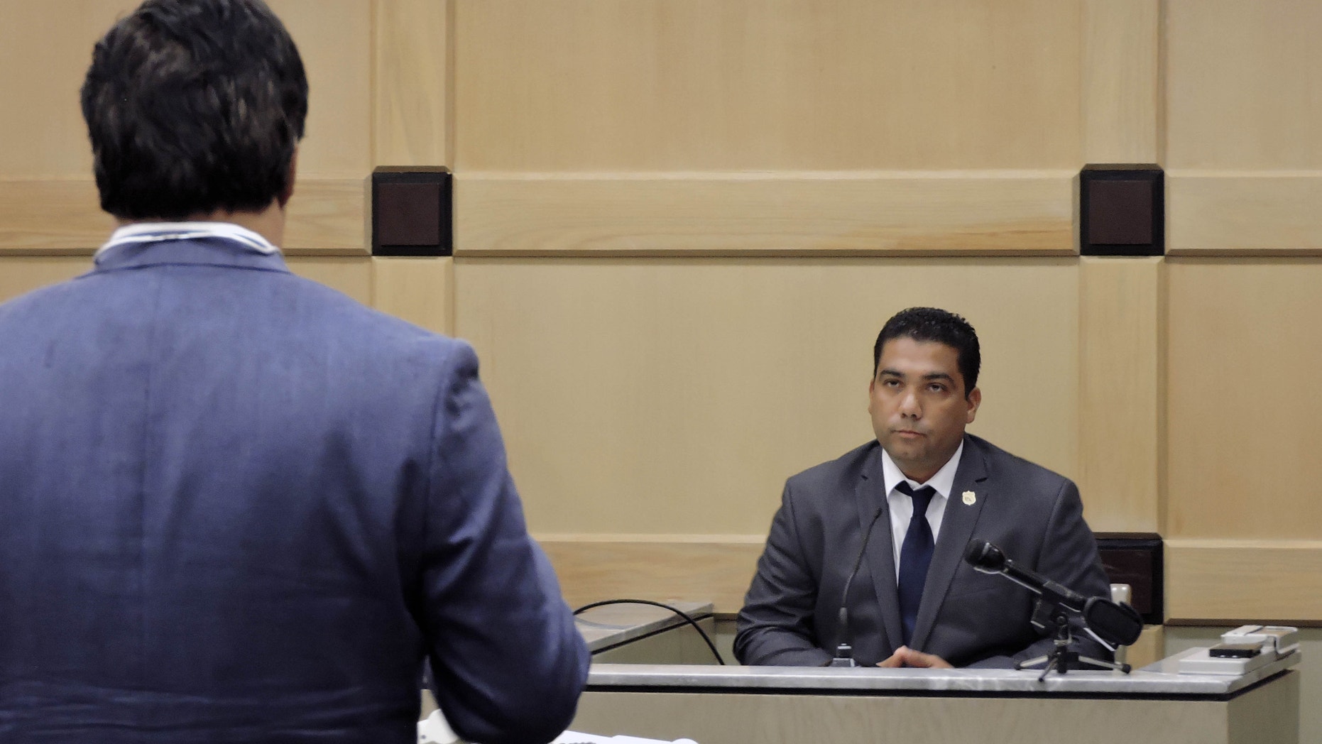 Peraza begins answering questions from his attorney on June 16, 2016 in Fort Lauderdale,
