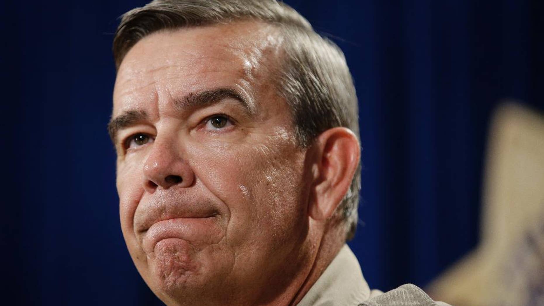 June 8, 2014: Clark County (Nev.) Sheriff Doug Gillespie speaks at a news conference on the shooting of two Las Vegas Metropolitan Police Department officers. (AP Photo/John Locher)