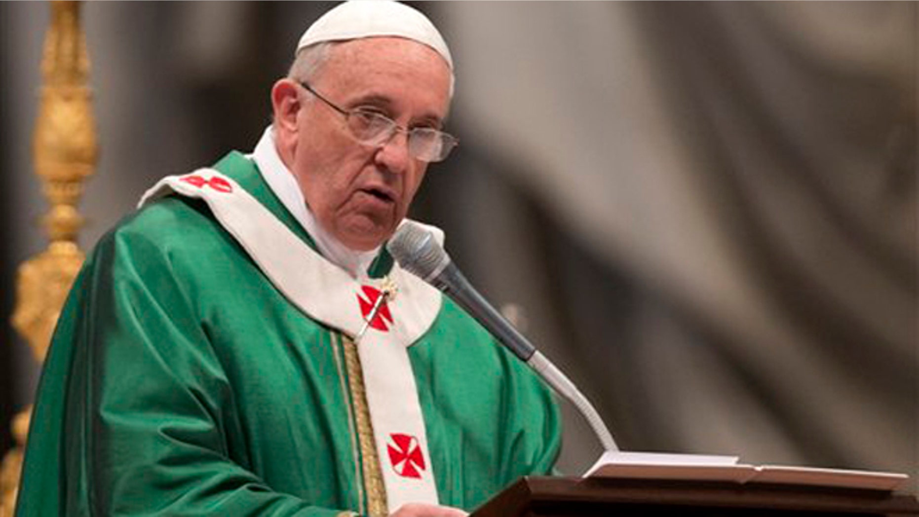 Pope Francis delivers his speech in the St. Peter's Basilica at the Vatican, Sunday, Feb. 23, 2014. Pope Francis has given a sort of code of conduct to new cardinals, the select group of churchmen who advise him, help shape policy and elect new pontiffs. The pontiff on Sunday told the 19 men he elevated to cardinals' rank a day earlier to avoid behaving like they were in a royal court. Francis' commandments for the cardinals? "No intrigue, gossip, power pacts, favoritism or preferentialism." (AP Photo/Alessandra Tarantino)