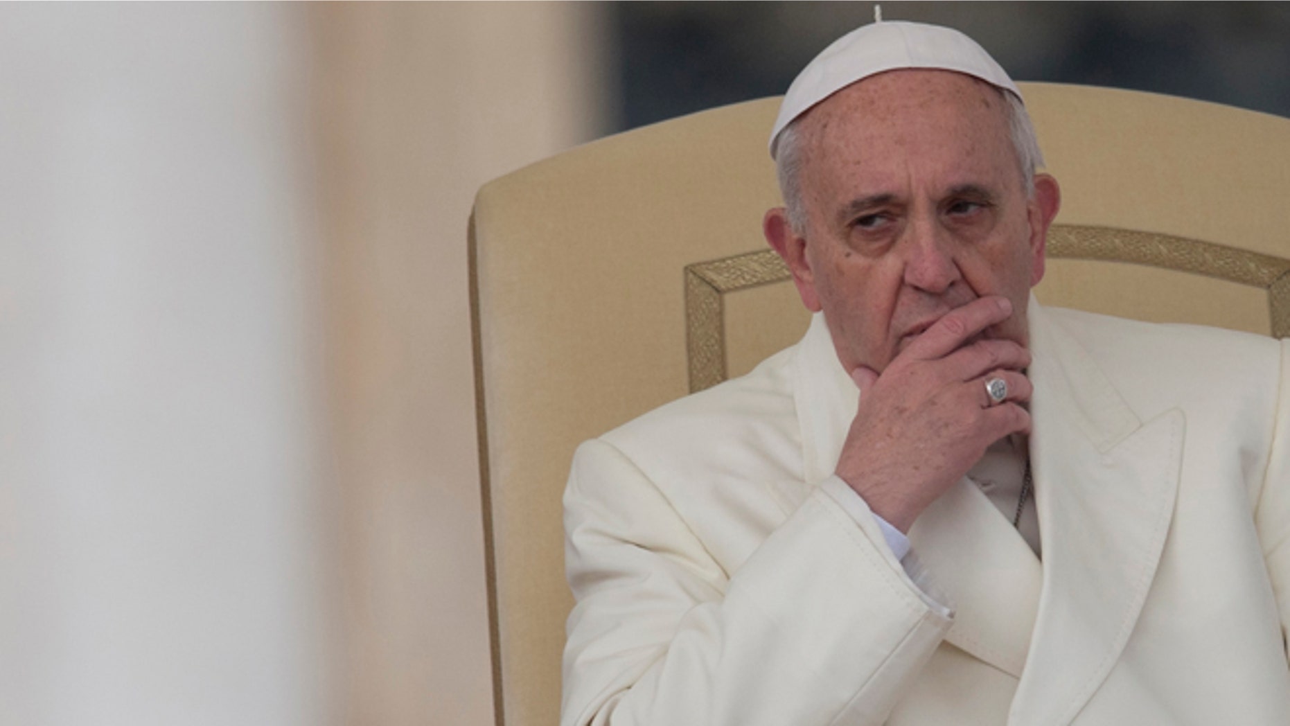 FILE -- Jan. 22, 2014: file photo, Pope Francis attends his weekly general audience in St. Peter's Square at the Vatican.