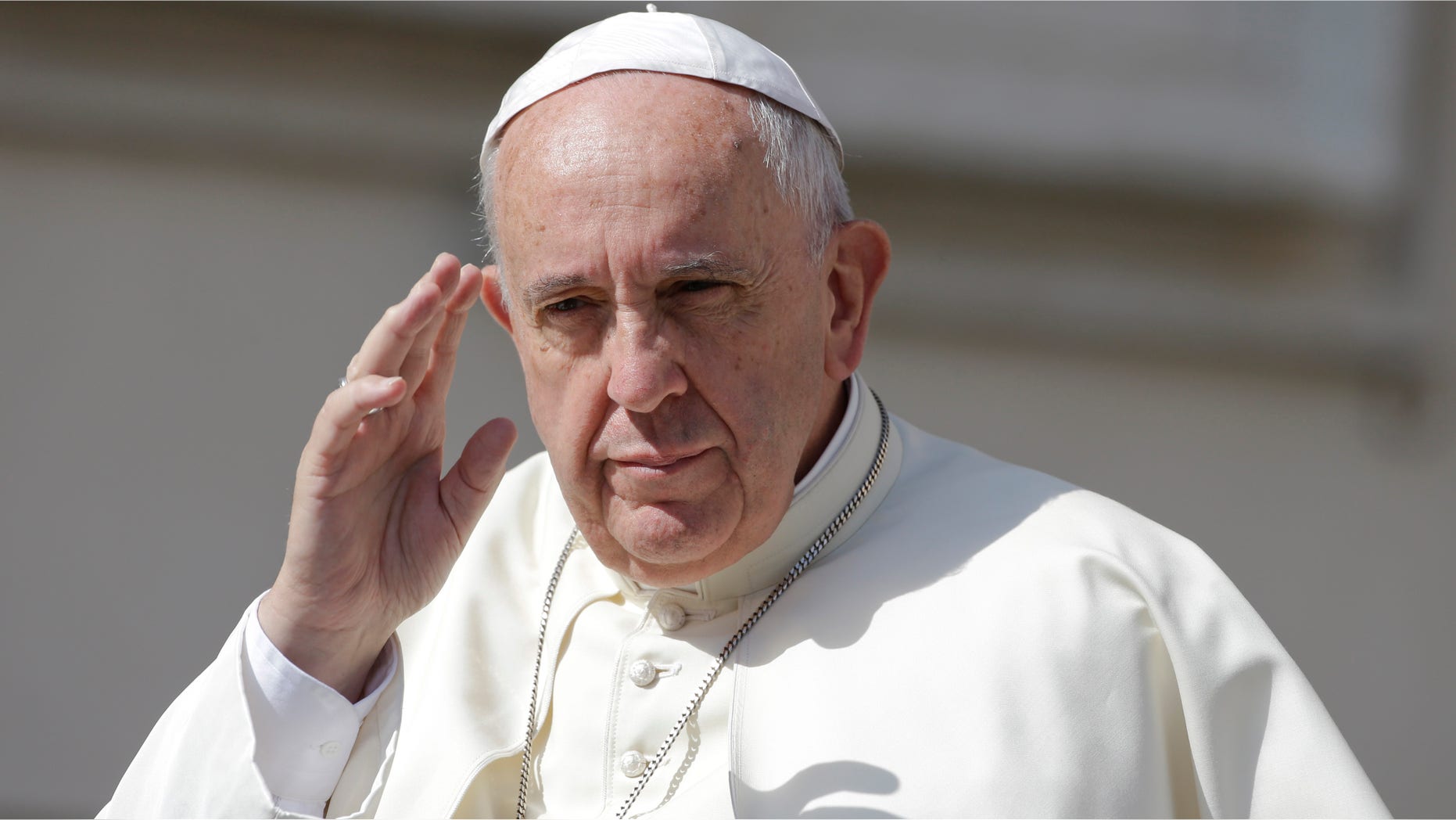 Pope Francis in St. Peter's Square at the Vatican, Wednesday, June 17, 2015.