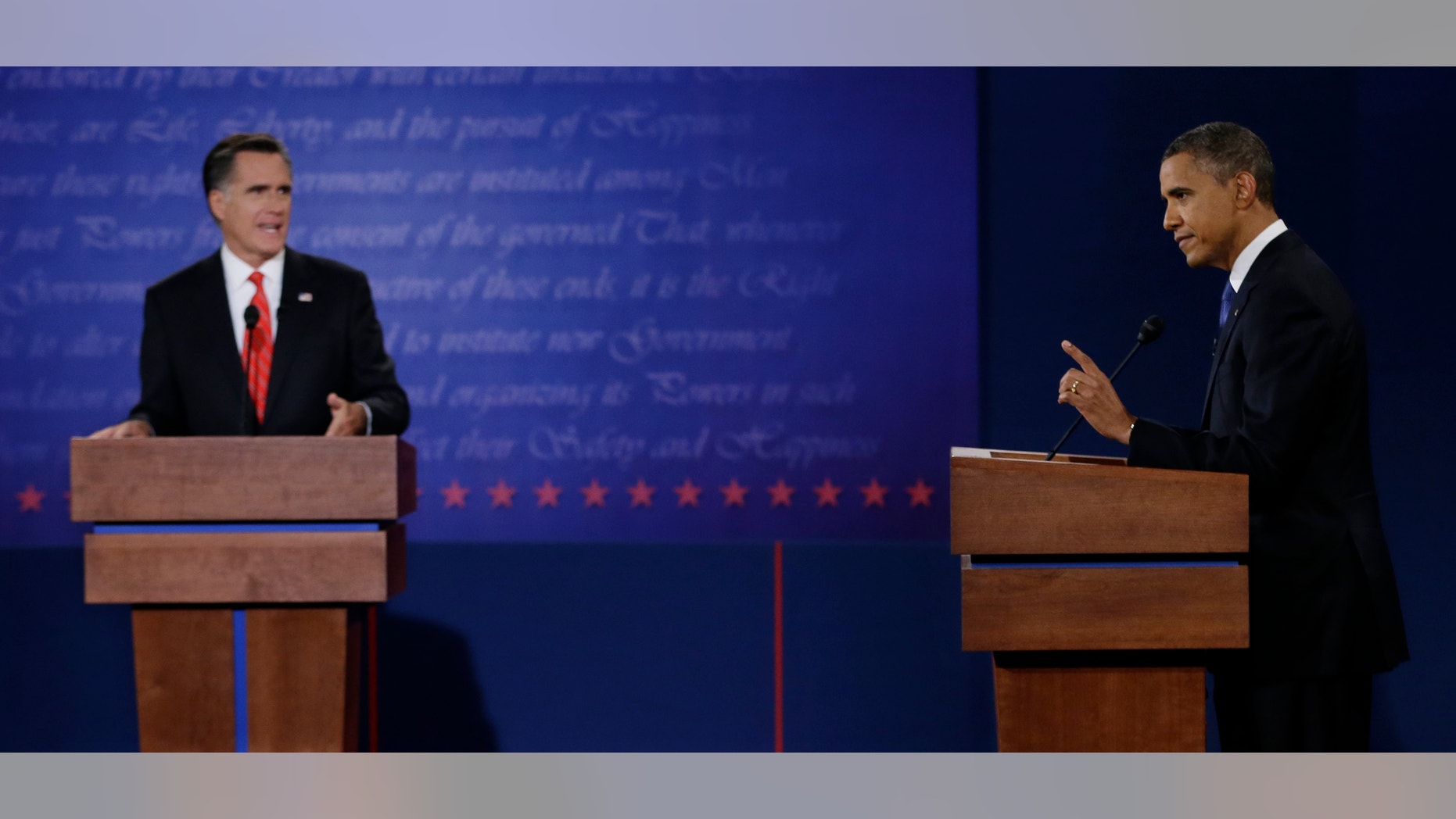 Oct. 3, 2012: President Obama and Mitt Romney debate in Denver.