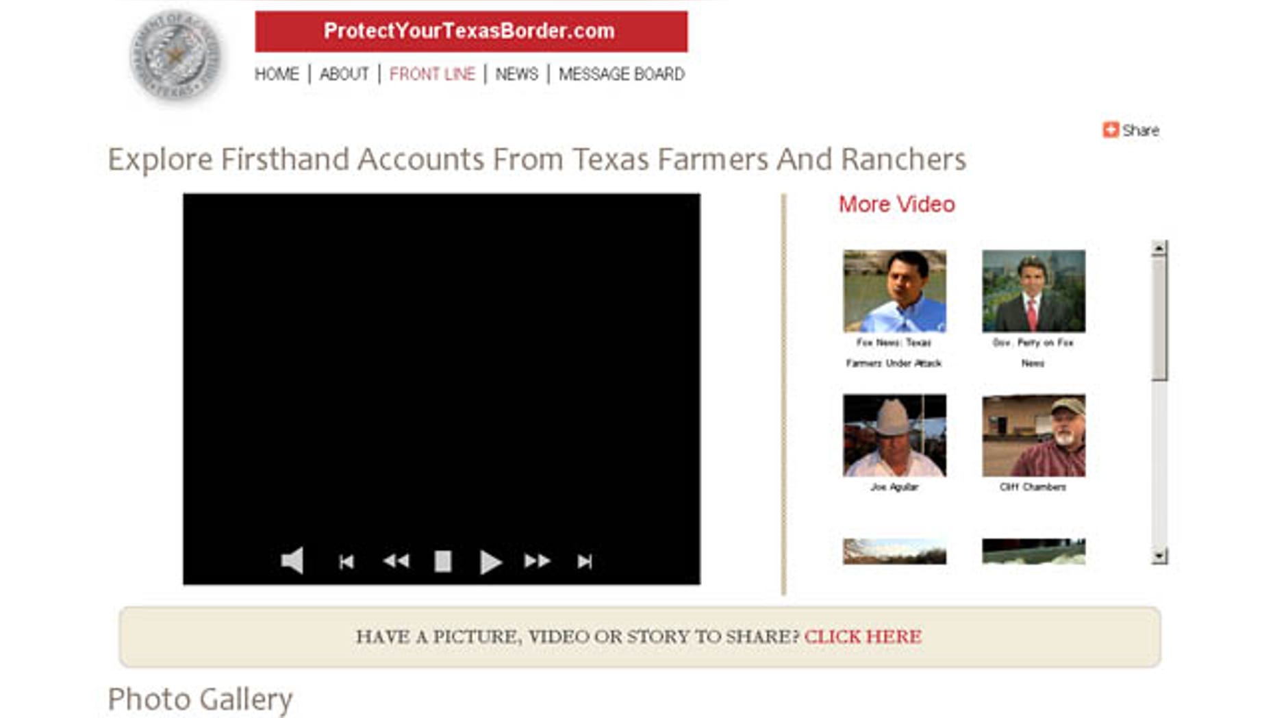 Image of the website ProtectYourTexasBorder.com