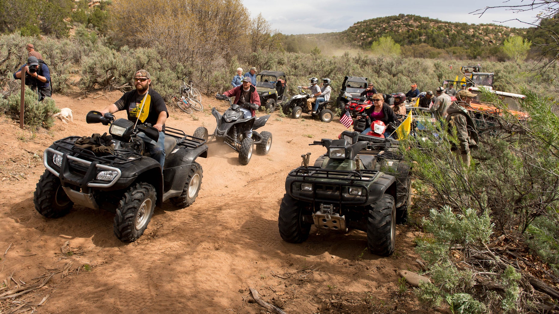 May 10, 2014: ATV riders cross into a restricted area of Recapture Canyon, north of Blanding, Utah, in a protest against what demonstrators call the federal government's overreaching control of public lands.