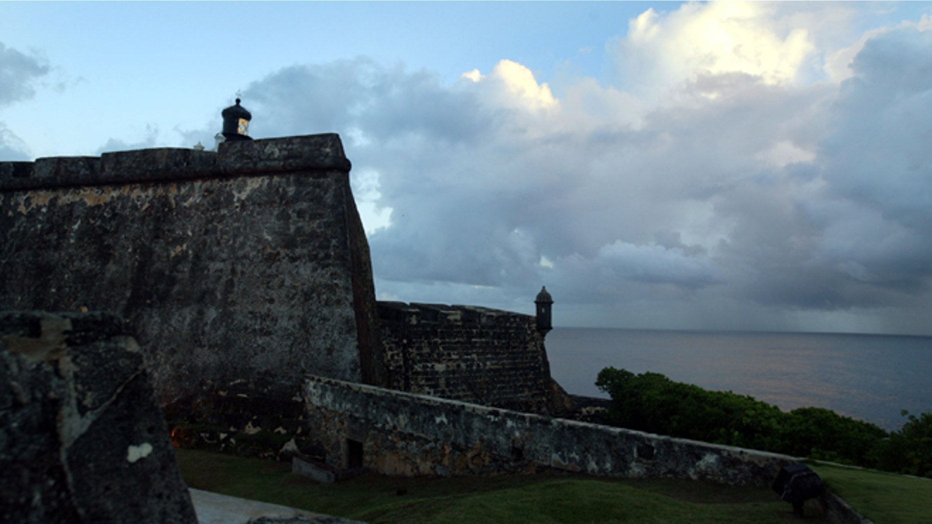 Stone walls surround the Castillo de San Felipe del Morro April 26, 2004 in Old San Juan.