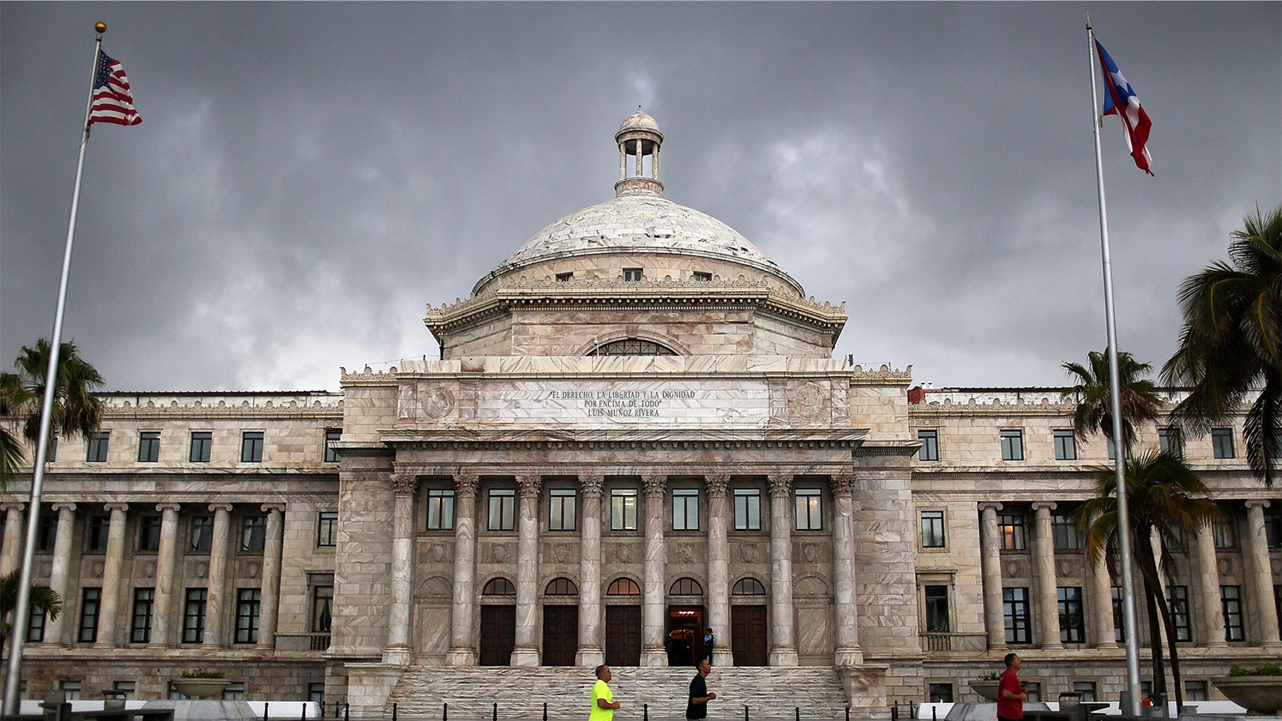 SAN JUAN, PUERTO RICO - JULY 01: The Puerto Rican Capitol building is seen as the island's residents deal with the government's $72 billion debt on July 1, 2015 in San Juan, Puerto Rico. Governor of Puerto Rico Alejandro García Padilla said in a speech recently that the people of Puerto Rico will have to make sacrifices and share the responsibilities to help pull the island out of debt. (Photo by Joe Raedle/Getty Images)