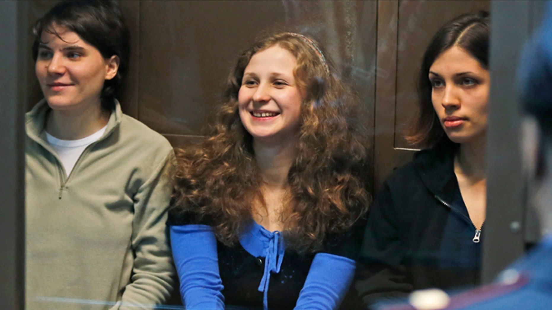 FILE 2012: Pussy Riot singer Maria Alekhina, center, was moved into a solitary cell following tension with other inmates.