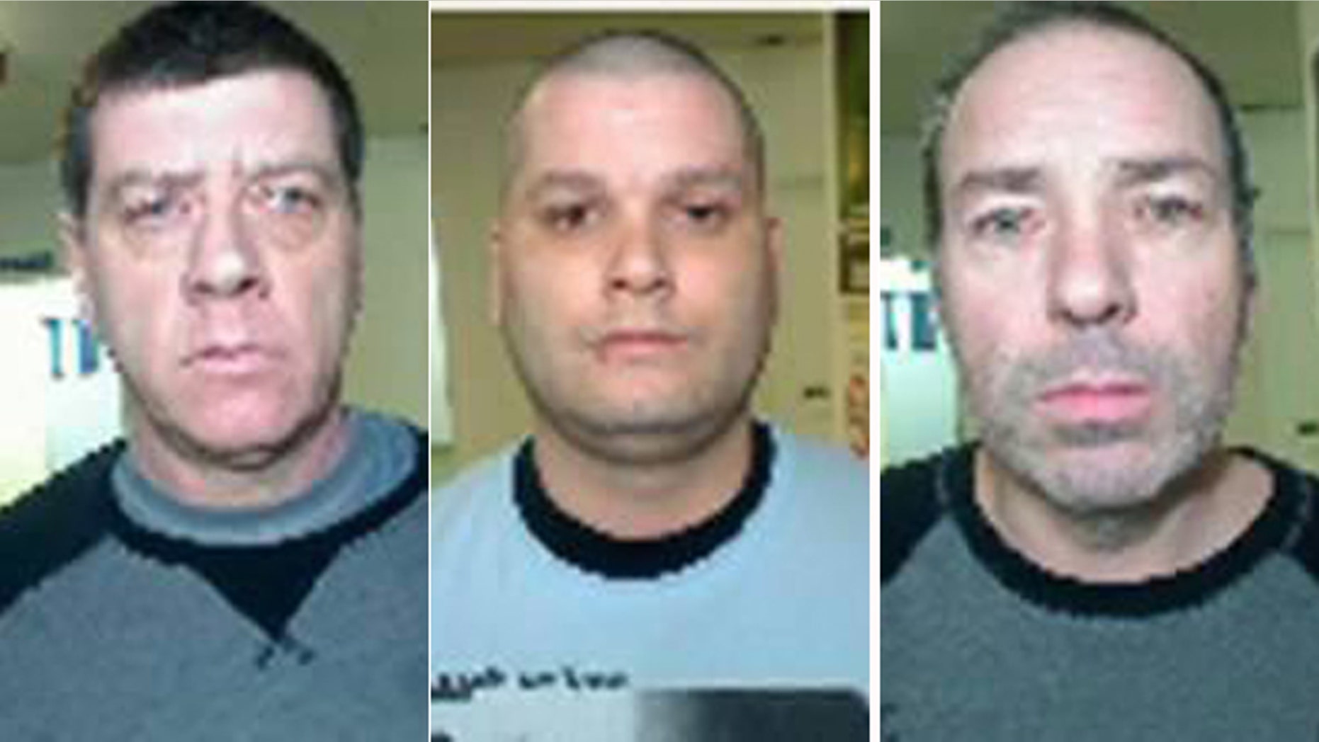 June 7, 2014: These images taken from police handout photos show, from left, Denis Lefebvre, Yves Denis, and Serge Pomerleau. (AP/The Canadian Press, Surete Du Quebec)