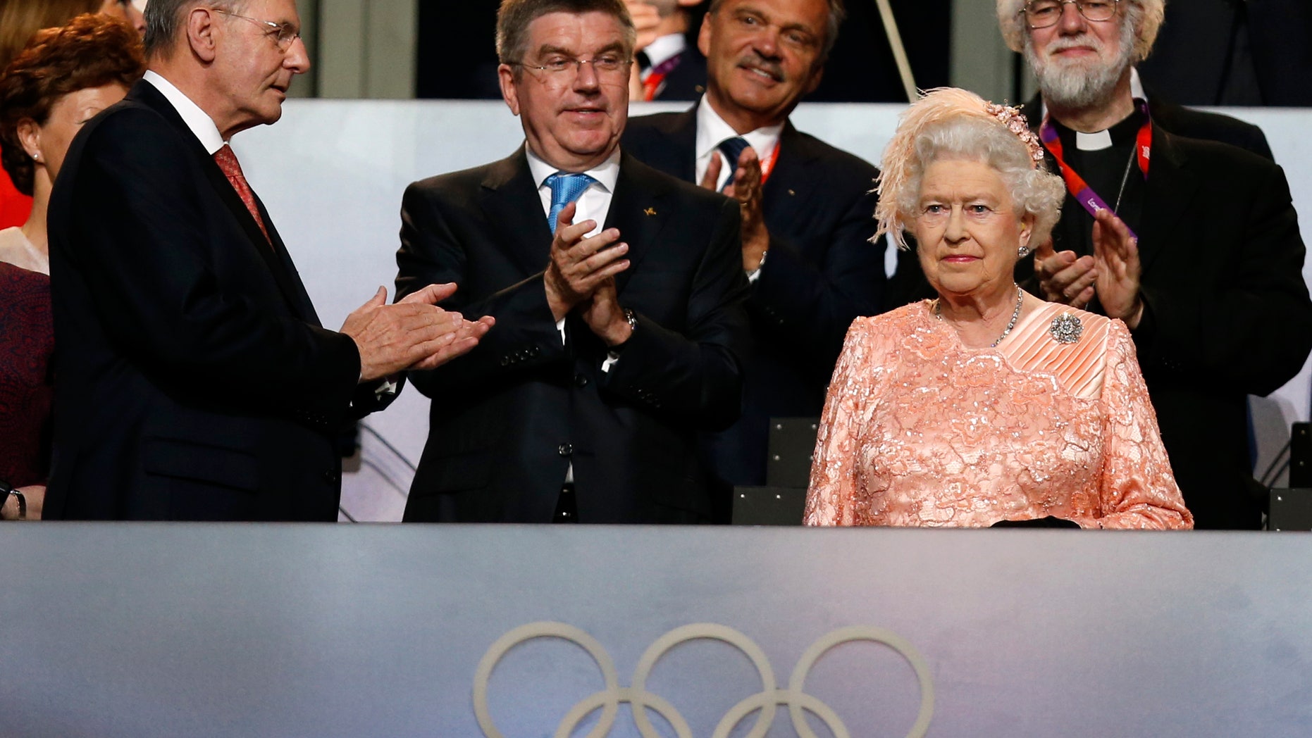July 27, 2012: Queen Elizabeth II looks at at the 2012 London Olympic Games