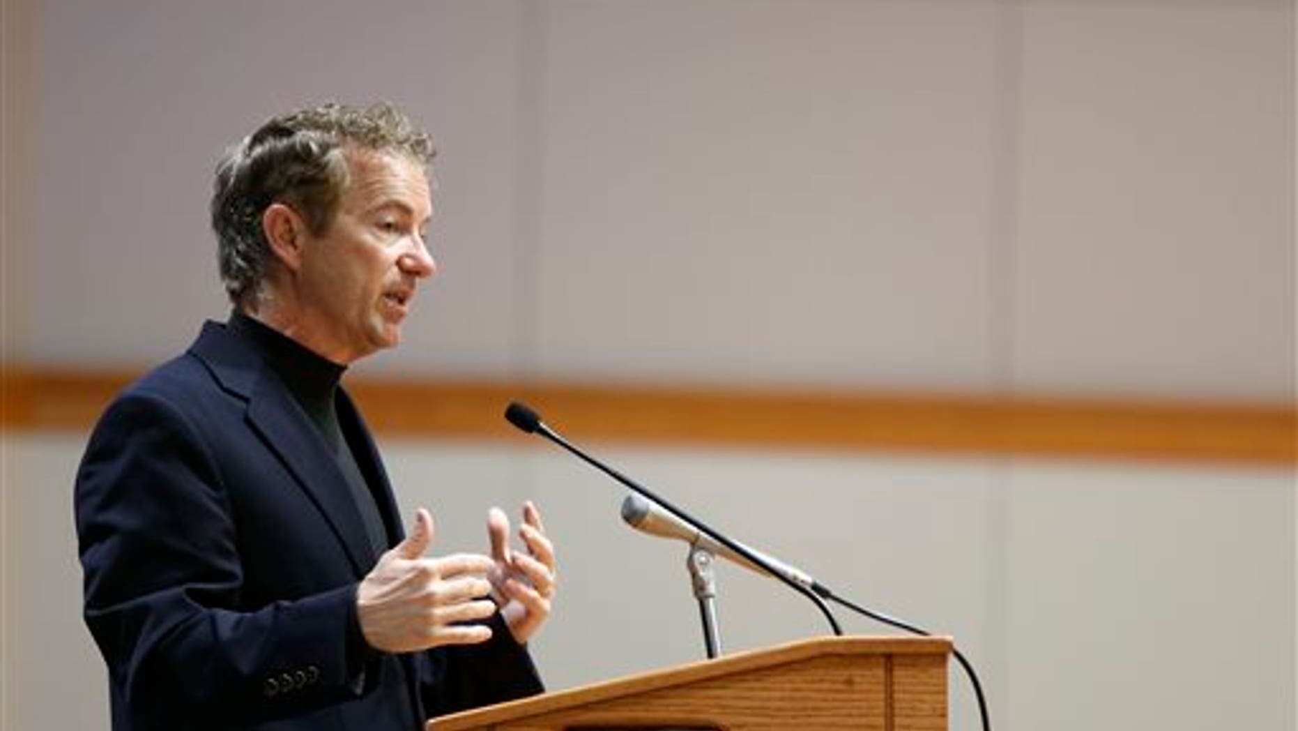 Oct. 22, 2014: Sen. Rand Paul, R-Ky., speaks at a campaign event for Republican businessman Rod Blum, who is running against Democratic state lawmaker Pat Murphy in the 1st Congressional District.