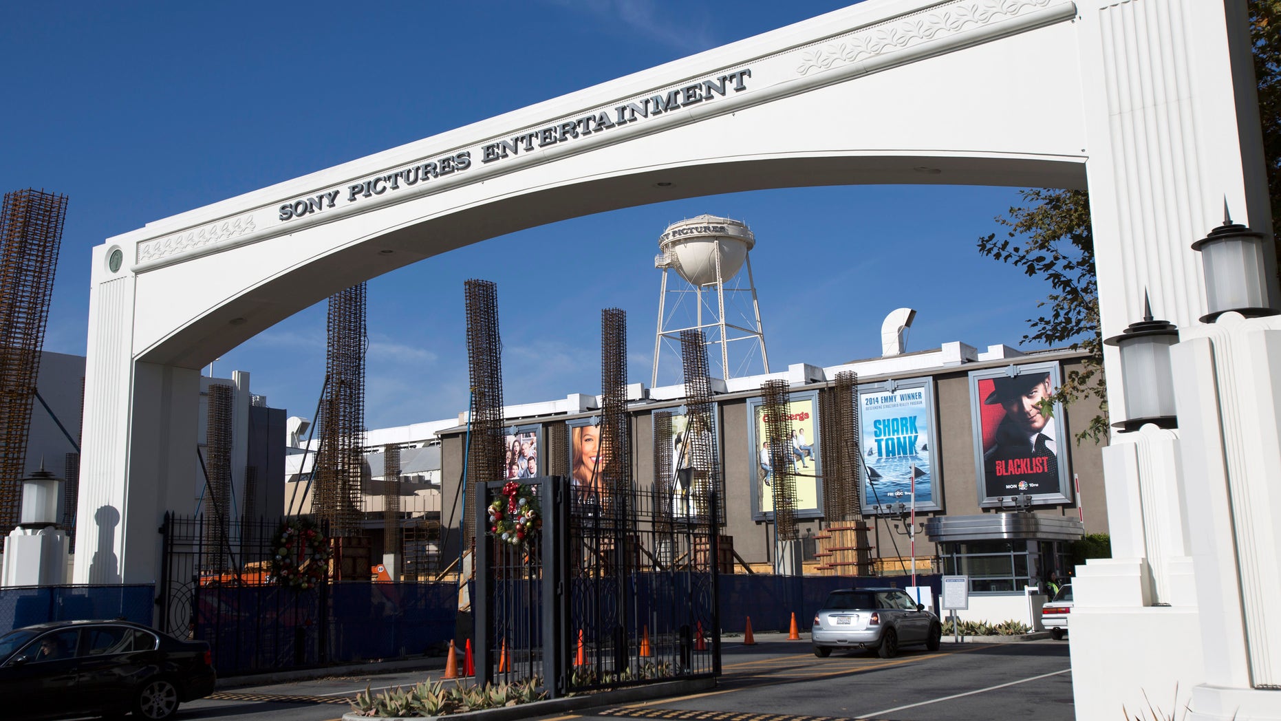 An entrance gate to Sony Pictures Studios is pictured in Culver City, California.