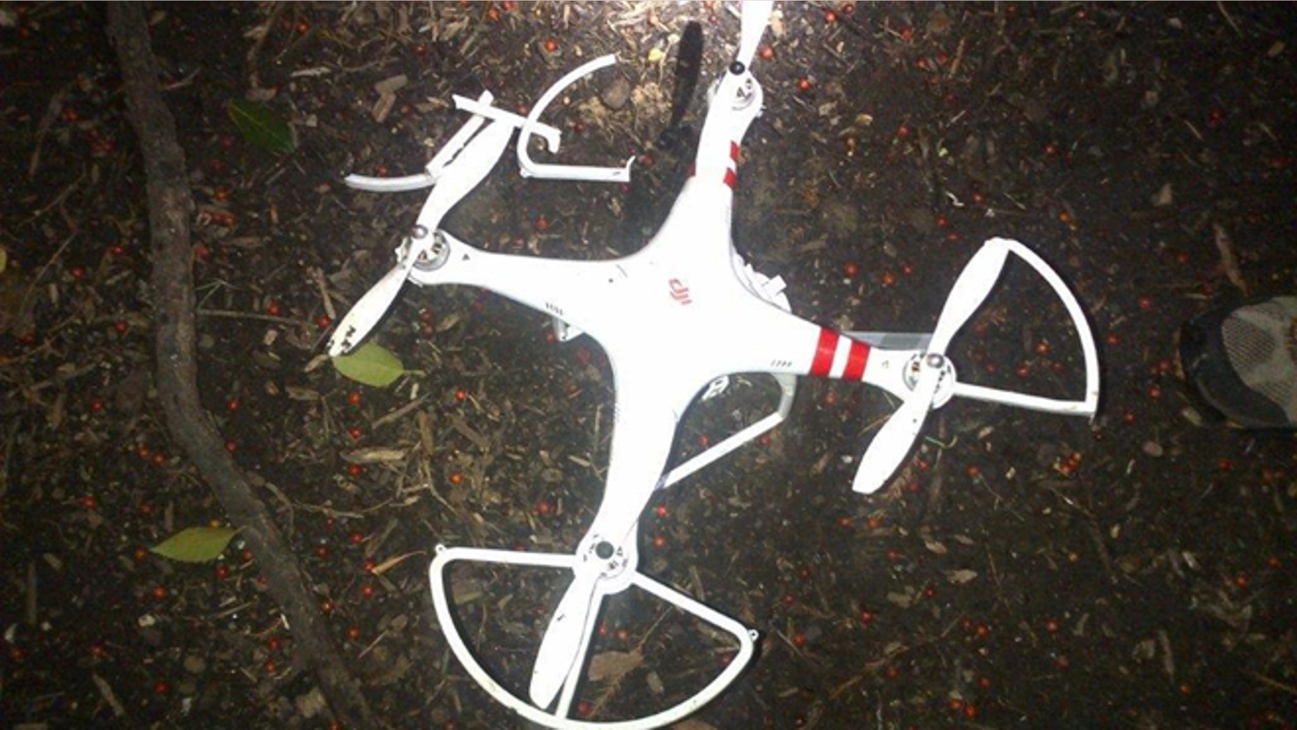 Jan. 26, 2015: A recreational drone that landed on the White House South Lawn is seen in this U.S. Secret Service handout image.