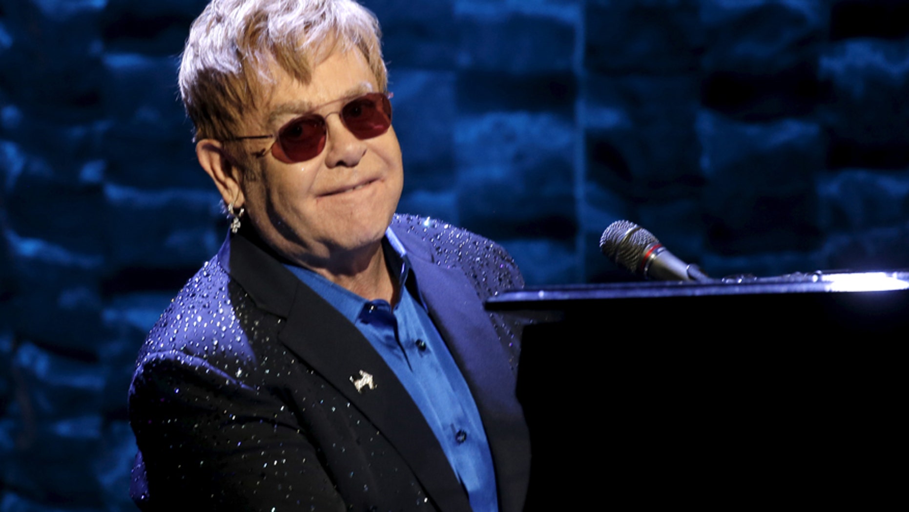 Singer Elton John performs at the Hillary Victory Fund "I'm With Her" benefit concert for U.S. Democratic presidential candidate Hillary Clinton at Radio City Music Hall in the Manhattan borough of New York City, March 2, 2016.