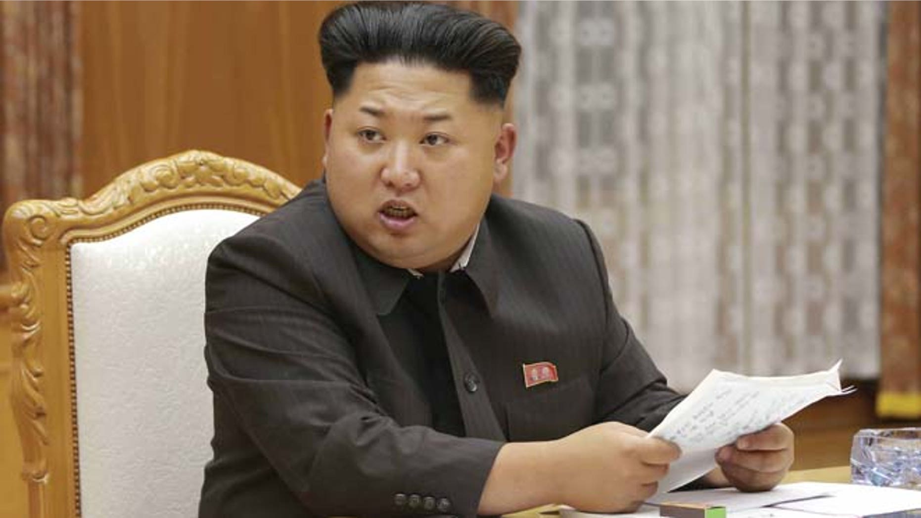 August 21, 2015: North Korean leader Kim Jong Un speaks at an emergency meeting of the Workers' Party of Korea Central Military Commission.