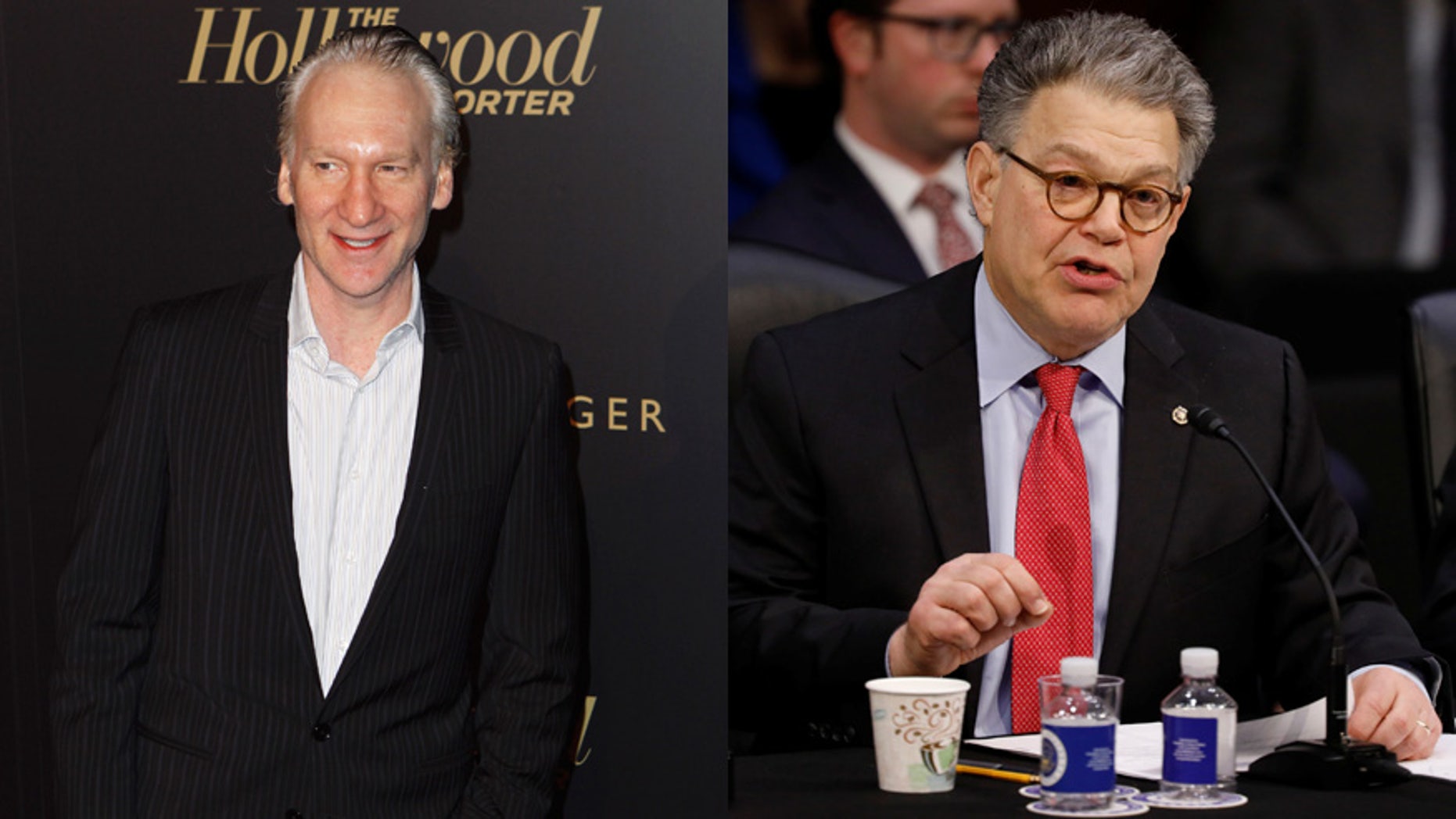 Senator Al Franken (right) changed his plans to appear on "Real Time with Bill Maher."