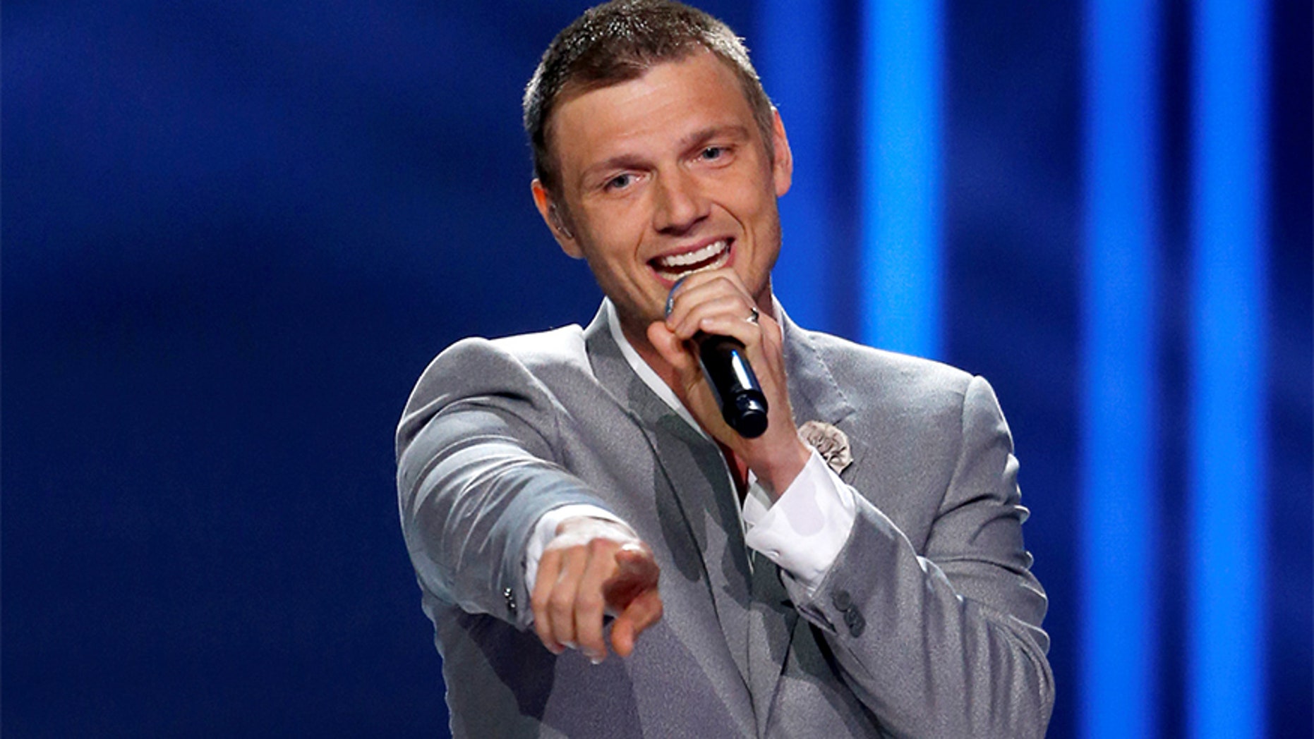 Nick Carter performs with the Backstreet Boys during the 2016 Miss USA pageant at the T-Mobile Arena in Las Vegas, Nevada, U.S., June 5, 2016. REUTERS/Steve Marcus - RTSG5GV