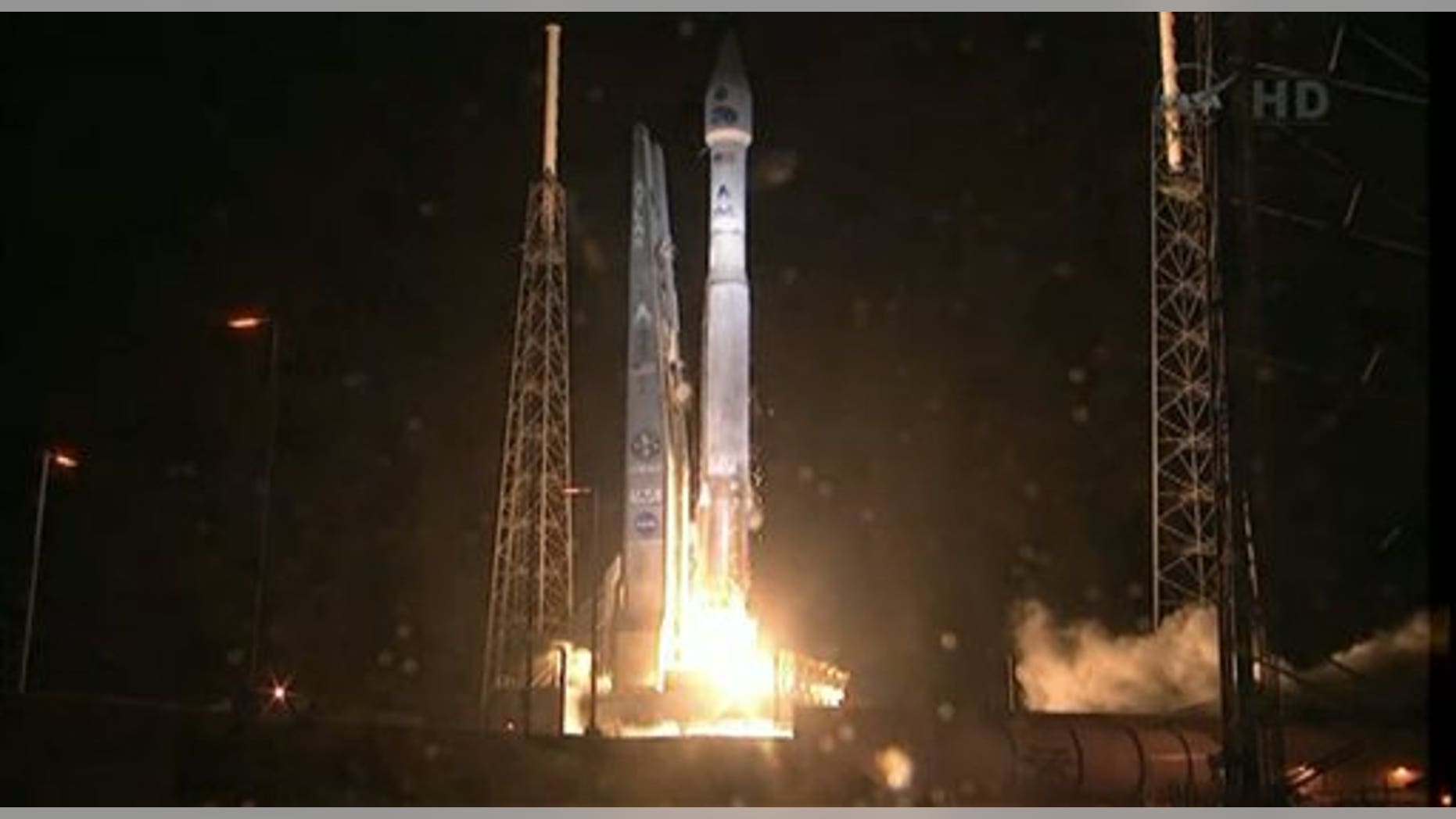 Aug. 30, 2012: This framegrab image provided by NASA-TV shows the Atlas V first stage and Centaur upper stage as it lifts off the launch pad at Cape Canaveral Air Force Station, Florida.