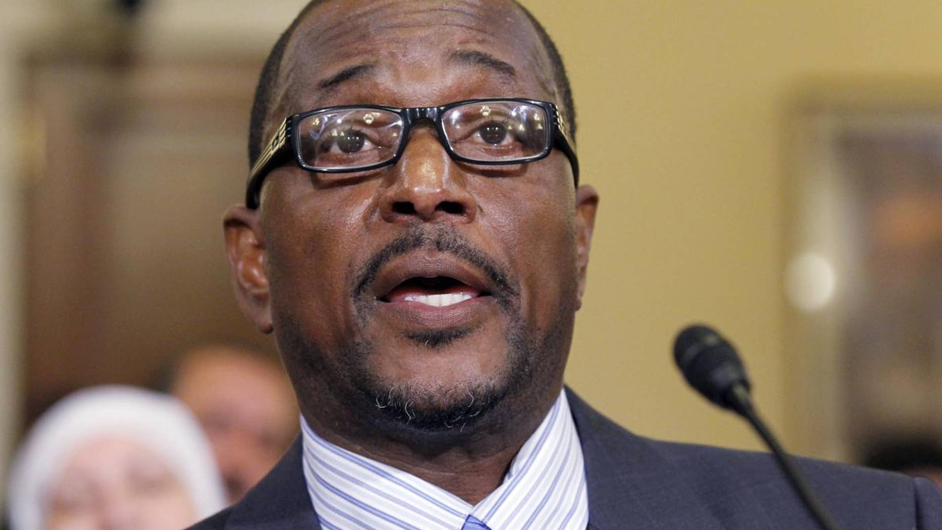 Melvin Bledsoe, testifies during a hearing of the House Homeland Security Committee, on "the extent of the radicalization" of American Muslims, on Capitol Hill in Washington, Thursday, March 10, 2011 (AP Photo/Alex Brandon)